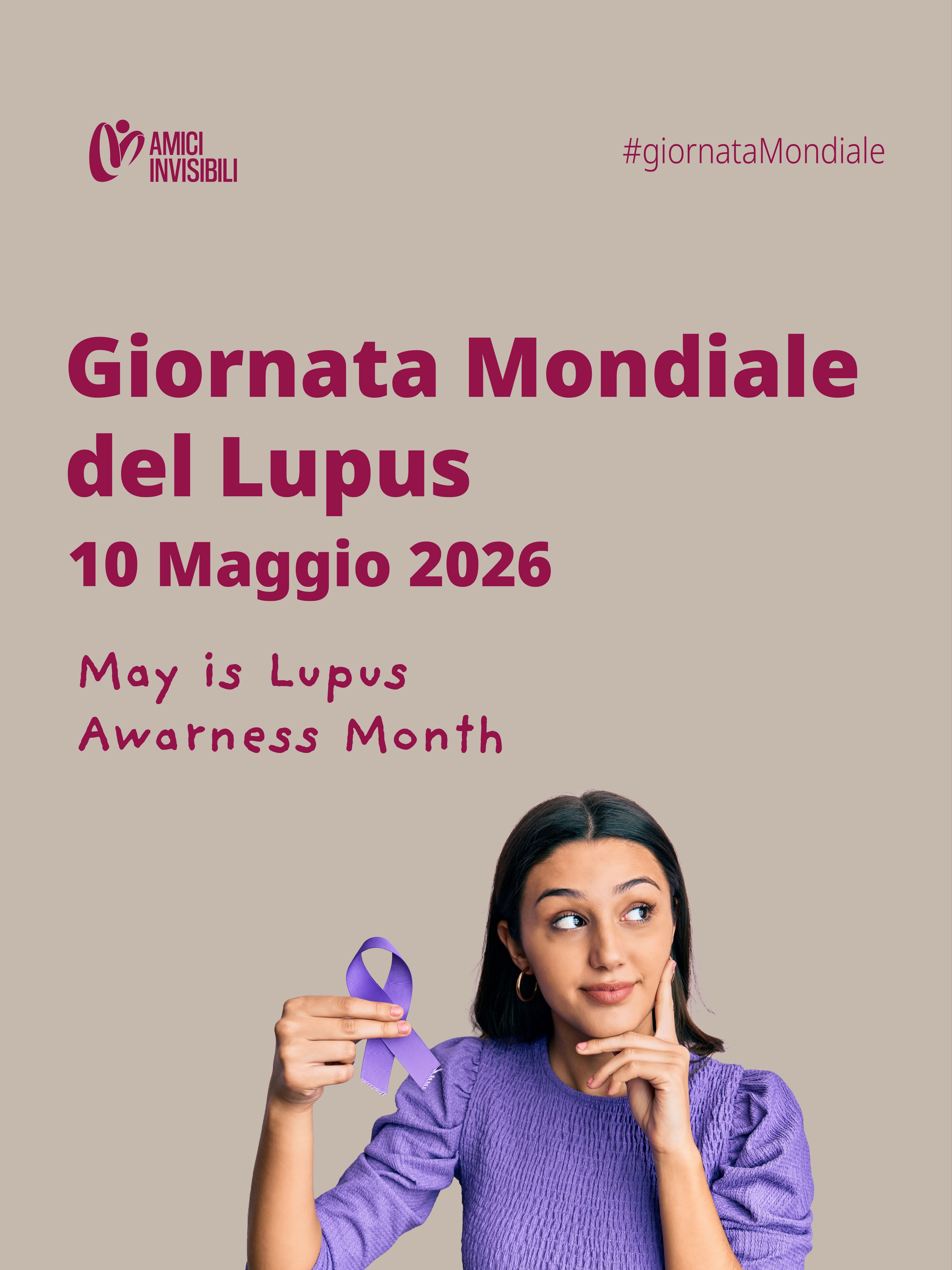 Oggi, nella Giornata Mondiale del Lupus, accendiamo l’attenzione su una malattia autoimmune cronica che colpisce prevalentemente le donne e che ancora oggi resta troppo spesso invisibile agli occhi degli altri.
💜 In una giornata dedicata anche alle mamme, il pensiero va a tutte le donne che convivono con il lupus affrontando ogni giorno fragilità, forza e cura, per sé stesse e per chi amano.
#AmiciInvisibili #giornatamondiale #Lupus