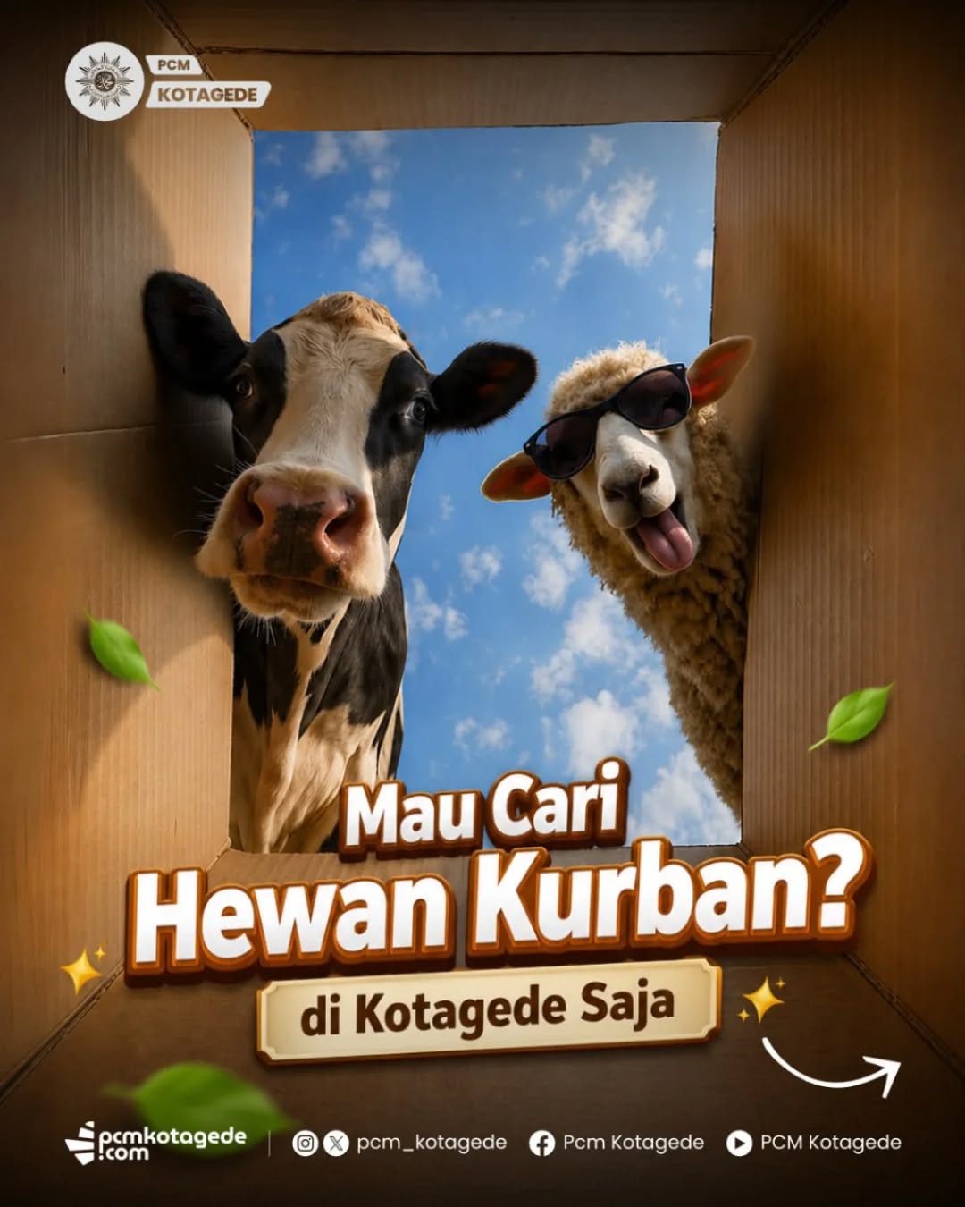 🐄🐐 Mau cari hewan kurban?
Ini dia rekomendasi tempat penjualan hewan kurban yang bisa jadi pilihan untuk Iduladha tahun ini ✨
📍 PPHQ AMM Kotagede
📍 PHQ Kotagede (PRM Prenggan)
📍 Pusaka Qurban (PRM Jagalan)
📍 PHQ Jogja-Qu (PRM Depokan)
📍 Sentra Hewan Qurban (PRM Alun Alun Utara)
📍 PPHQ Basen (PRM Basen)
📍 Laqumu (PRM Alun-Alun Selatan)
Pastikan memilih hewan kurban yang sehat, sesuai syariat, dan terpercaya 🙌
🌐 Informasi selengkapnya: pcmkotagede.com
#pcmkotagede #muhammadiyah #kotagede #hewankurban #jualhewankurban