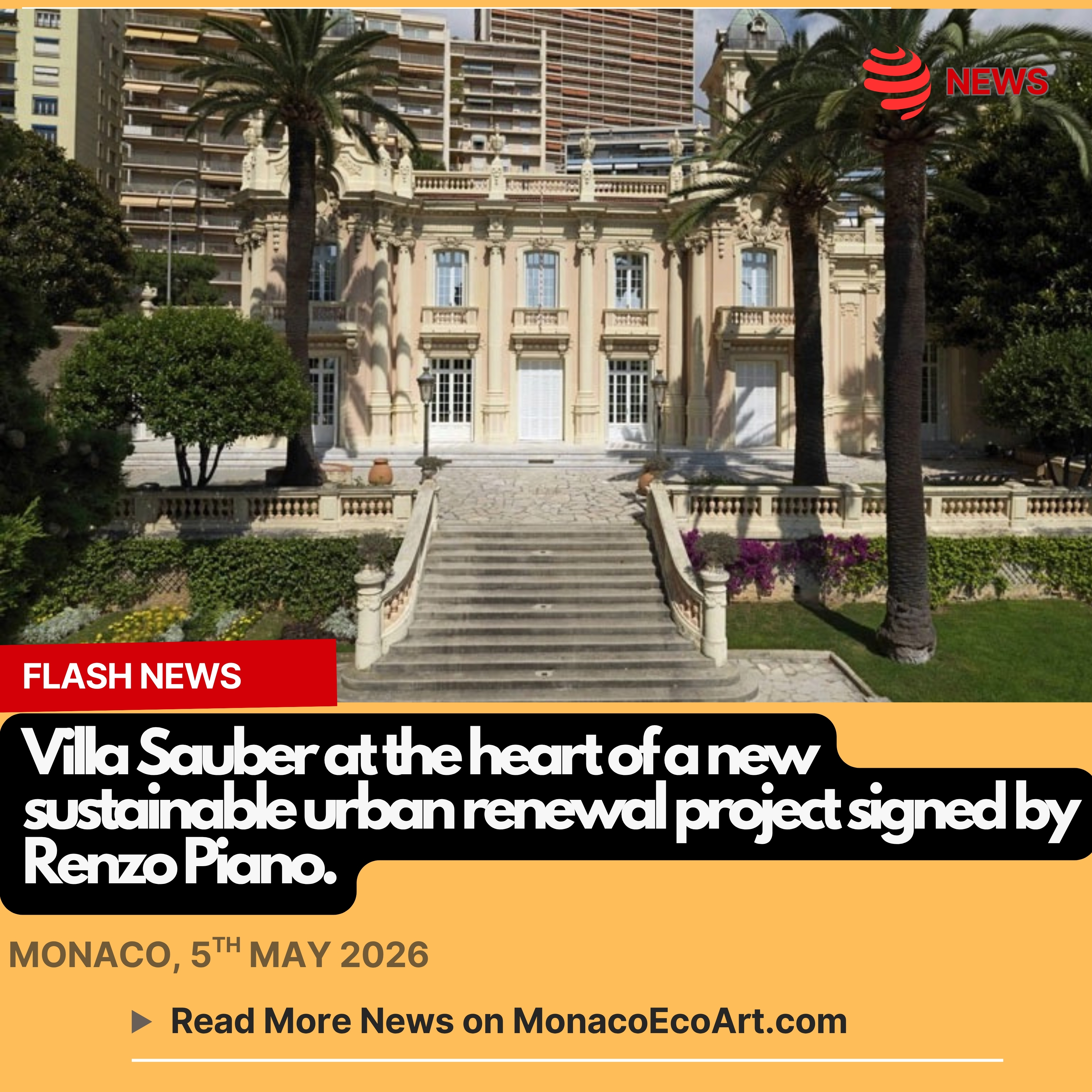 @mo.eco_art MonacoEcoArt.com #flash #news #urban #culture #extension #monaco #sustainability 🇲🇨🎭 In the first week of May 2026, the Villa Sauber #extension project by the leading Architect Renzo Piano, conceiver of Mareterra District, was unveiled in view of the start of work towards the end of the year for a three-year construction period: a "cultural ecosystem" with sustainability at its core, centered on integrating #natural, landscaped spaces with modern #architecture 🏰🌿 Covering over 4,000 m², the urban renewal aims to connect the iconic villa, indissolubly linked to the Monaco’s Belle Époque legacy, with newly-designed and #environmentally friendly structures 🏗️🛜 The architectural development will be solidly pursue #sustainable targets, notably: 1. the exhisting #garden will be completely redesigned to act as a "connective path" between past and future, including a central clearing, an orangery, and an exotic wooded border as a natural buffer against the #urban landscape; 2. the exhisting trees will be carefully relocated by the Monaco Urban Planning, with special regard to citrus trees which are intended to be located along Avenue Princesse Grace and in the gardens of the Fairmont Monte Carlo; 3. a set of pedestrian routes between Avenue Princesse Grace and Boulevard du Larvotto to allow all types of visitors, including those with reduced mobility, to access new cultural spaces while the art collections will de transferred to novel exhibition #facilities providing more sustainable #conservation methods, starting from 2028 📸 © Villa Sauber ©NMNM @nmnmonaco - Layout and Contents by: © MonacoEcoArt