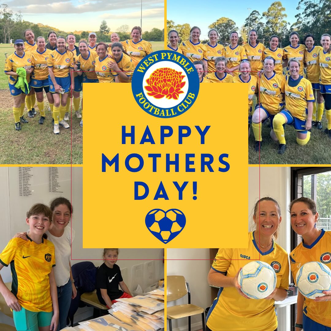Happy Mother’s Day!💛💙
To all the incredible mothers and women who play, coach, manage, volunteer and support, thank you and Happy Mother’s Day!
Our club wouldn’t be possible without you all, your work and support does not go unnoticed, you are all amazing and we appreciate you all so much!
From all of us at West Pymble Football Club, Happy Mothers Day 💛💙