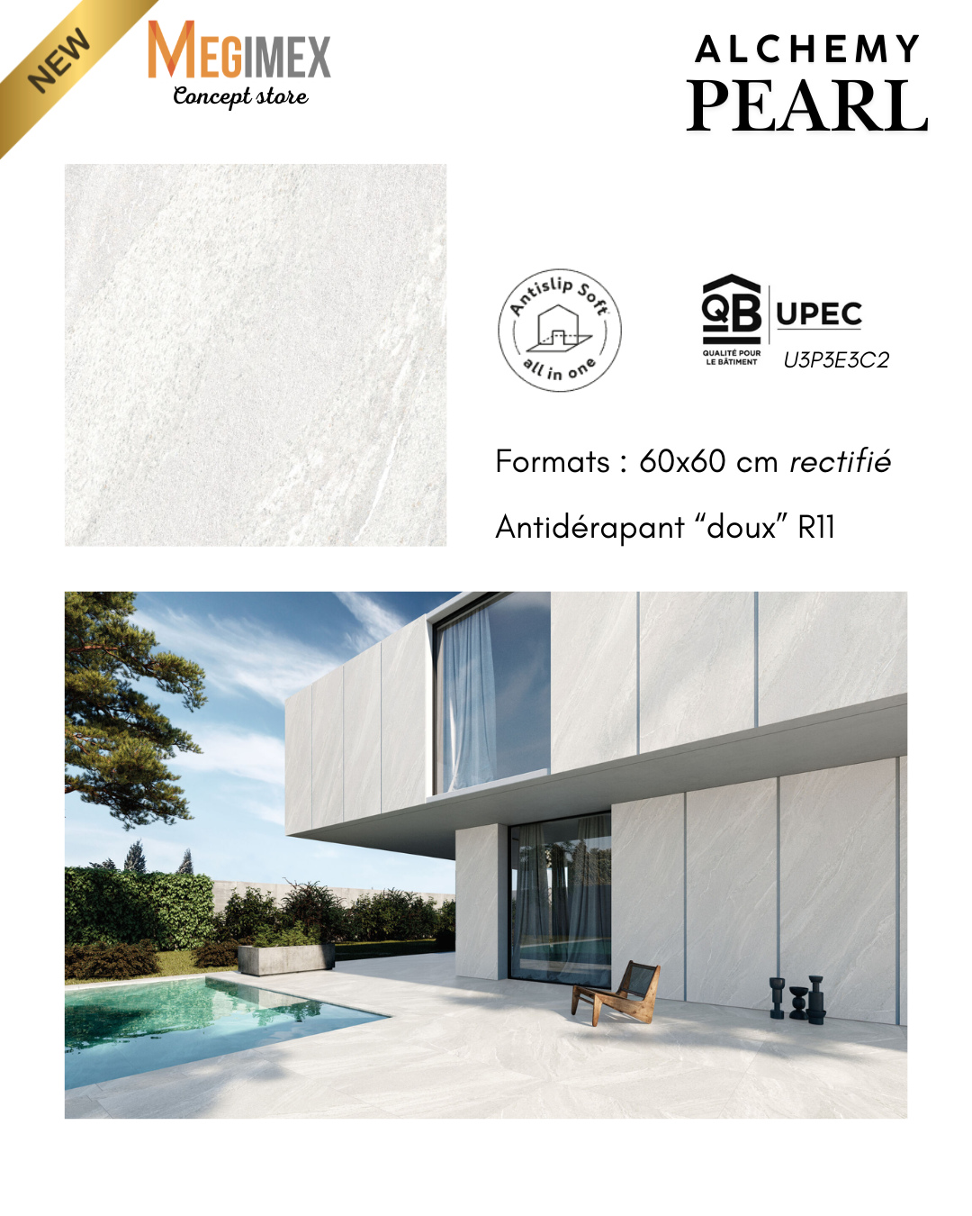 Une véritable révolution avec la technologie ALL IN ONE
Un seul carrelage pour tous vos espaces : intérieur, extérieur et pièces humides… sans compromis.
Au toucher doux, en finition antidérapant R11.
Fini les différences de textures : place à une continuité esthétique parfaite entre salon, terrasse, salle de bain ou piscine.
Découvrez le nouveau carrelage Alchemy Pearl, une élégance lumineuse qui transforme vos espaces.
Inspiré du motif graphique de l’ardoise Ocean Black, revisité dans un blanc éclatant, ce carrelage apporte lumière et raffinement à votre intérieur comme à votre extérieur.
Format disponible 60x60 cm rectifié.
Norme UPEC – résistance et durabilité garanties.
Inspiré du motif graphique de l’ardoise Ocean Black, revisité dans un blanc éclatant, ce carrelage apporte lumière et raffinement à votre intérieur comme à votre extérieur.
Parfait pour toutes les surfaces, sans compromis.
Créez des espaces élégants, ouverts et intemporels.
Disponible dès maintenant dans notre showroom à Sainte-Marie d'Arles, Le Moule.
#Carrelage #DesignLumineux #EffetPierre #DécorationIntérieure #Architecture #Extérieur #Rénovation #StyleÉlégant #TendanceMaison
#Guadeloupe#DesignExtérieur