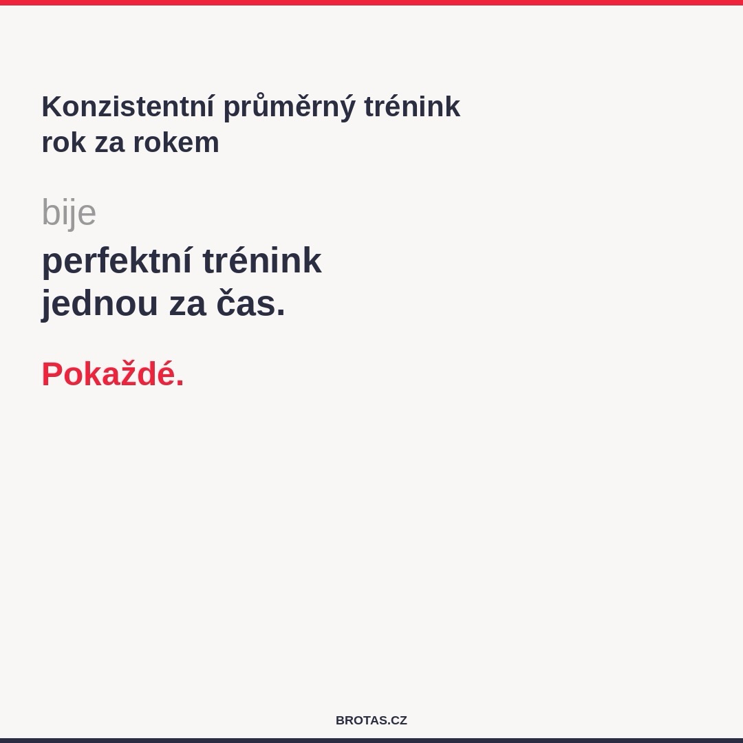 Perfektní tréninkový plán, který neplníš, je k ničemu.💁🏽♂️ 👉🏽 ALE, průměrný plán, který plníš rok za rokem, změní všechno. Konzistence vždy vyhraje nad chvilkovou motivací. #REMINDER
#brotasfitness #konzistence #silovytrenink #trenink