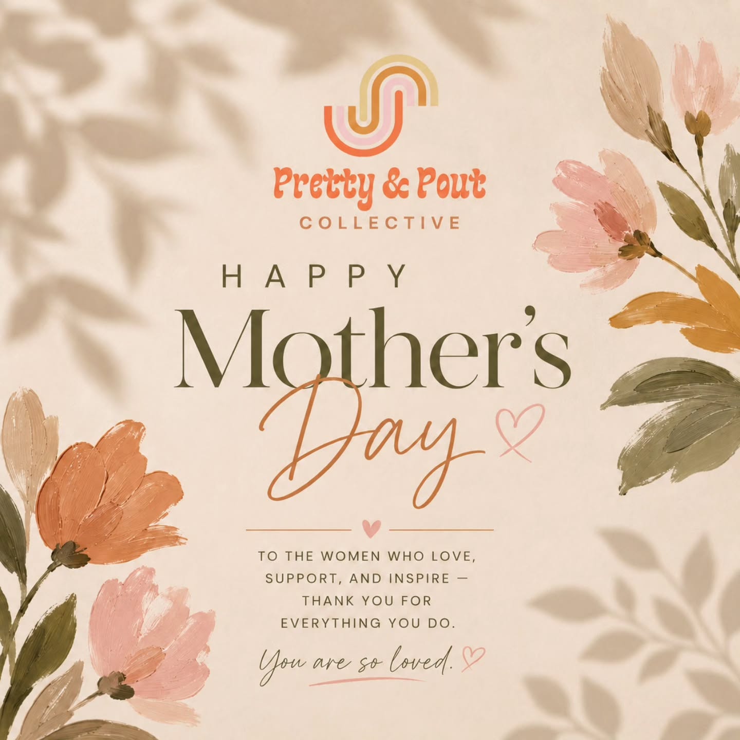To every mama, bonus mama, grandma and woman who pours love into others every single day. This weekend we celebrate you. ♡
The quiet sacrifices, the strength, the nurturing hearts, the late nights, the comforting hugs, the endless giving… it matters more than words can say.
At Pretty & Pout Collective, we are surrounded by incredible women every day, and we never take that for granted. Thank you for the beauty, warmth, love, and life you bring into this world.
We hope you have moments today and tomorrow that feel soft, meaningful, and full of love! Because you deserve to be celebrated. ♡
Happy Mother’s Day
Love, Pretty & Pout Collective