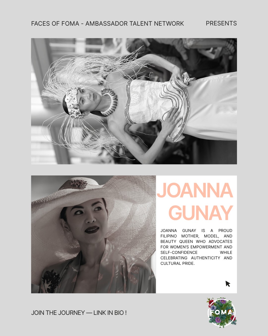 📸 FACES OF FOMA | Joanna Gunay
@joanna.gunay
Strength. Grace. Purpose. ✨
Since joining Faces of FOMA in 2023, Joanna Gunay has brought more than presence to the platform — she brings purpose. A proud mother, model, and beauty queen, her journey is rooted in advocacy for women’s empowerment and the celebration of authenticity.
Representing her Filipino heritage with pride, Joanna embodies the spirit of FOMA — where diversity is not just seen, but elevated. Her continued involvement reflects a deep alignment with the values of community, confidence, and cultural expression.
She is not just part of the platform — she is part of its voice.
Continue the journey with us — link in bio ✨ @fomaustralia
#FacesOfFOMA #FOMACollective #WomenOfFOMA #EmpoweredVoices #CulturalDiversity #FOMAJourney #CreativeCommunity #FOMA2026
@dfat @gandhicreations @ausfashioncouncil @tafensw @powerhousemuseum @aussieexport