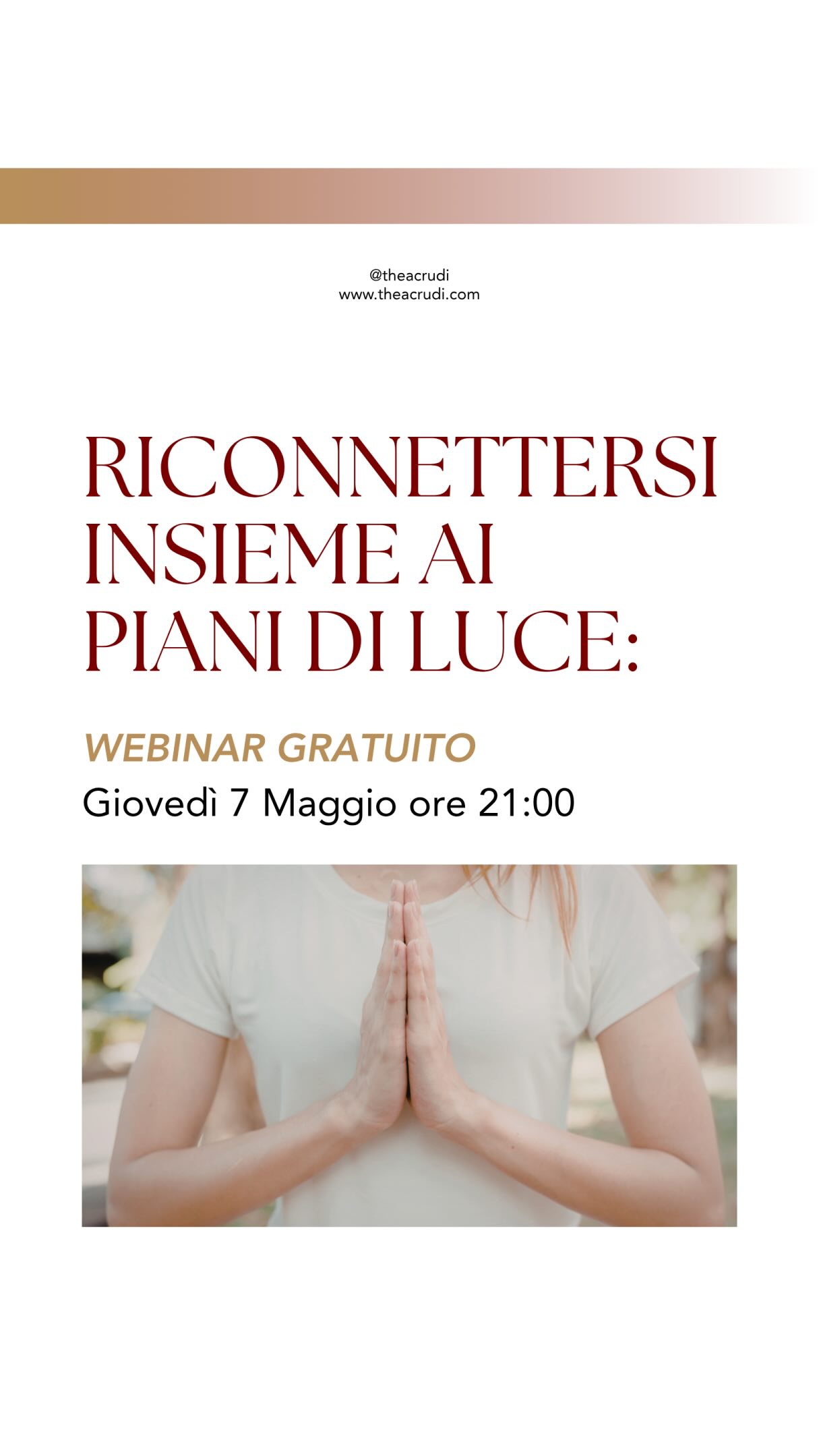 “I cicli della materia non sono solo quelli fisici, ma anche quelli mentali, emotivi ed energetici che influenzano profondamente il tuo stato interiore.” 🌀
Ti sei mai chiesta/o perché, nonostante gli sforzi, alcune dinamiche sembrano ripetersi all’infinito? Perché certi stati d’animo o situazioni tornano a bussare alla tua porta proprio quando pensavi di averli superati?
La risposta risiede nella natura stessa del Samsara, la ruota delle ripetizioni incessanti dove la nostra energia rimane intrappolata in schemi che spesso non riusciamo nemmeno a vedere e nei quali ci identifichiamo fino a perdere lo sguardo su noi stessi.
🪷 Rifletteremo insieme su questi temi profondi e cercheremo le chiavi per sciogliere questi cicli durante il webinar gratuito di giovedì 7 maggio, che si terrà online alle ore 21.00.
Un incontro dedicato a chi sente il richiamo verso una libertà più profonda e una consapevolezza che va oltre la mente ordinaria ✨
💬 Commenta con “Samsara” per ricevere in DM il link e iscriverti gratuitamente!
Ti aspetto! ❤️
#samsara #webinar #seminario #spiritualità #crescitapersonale