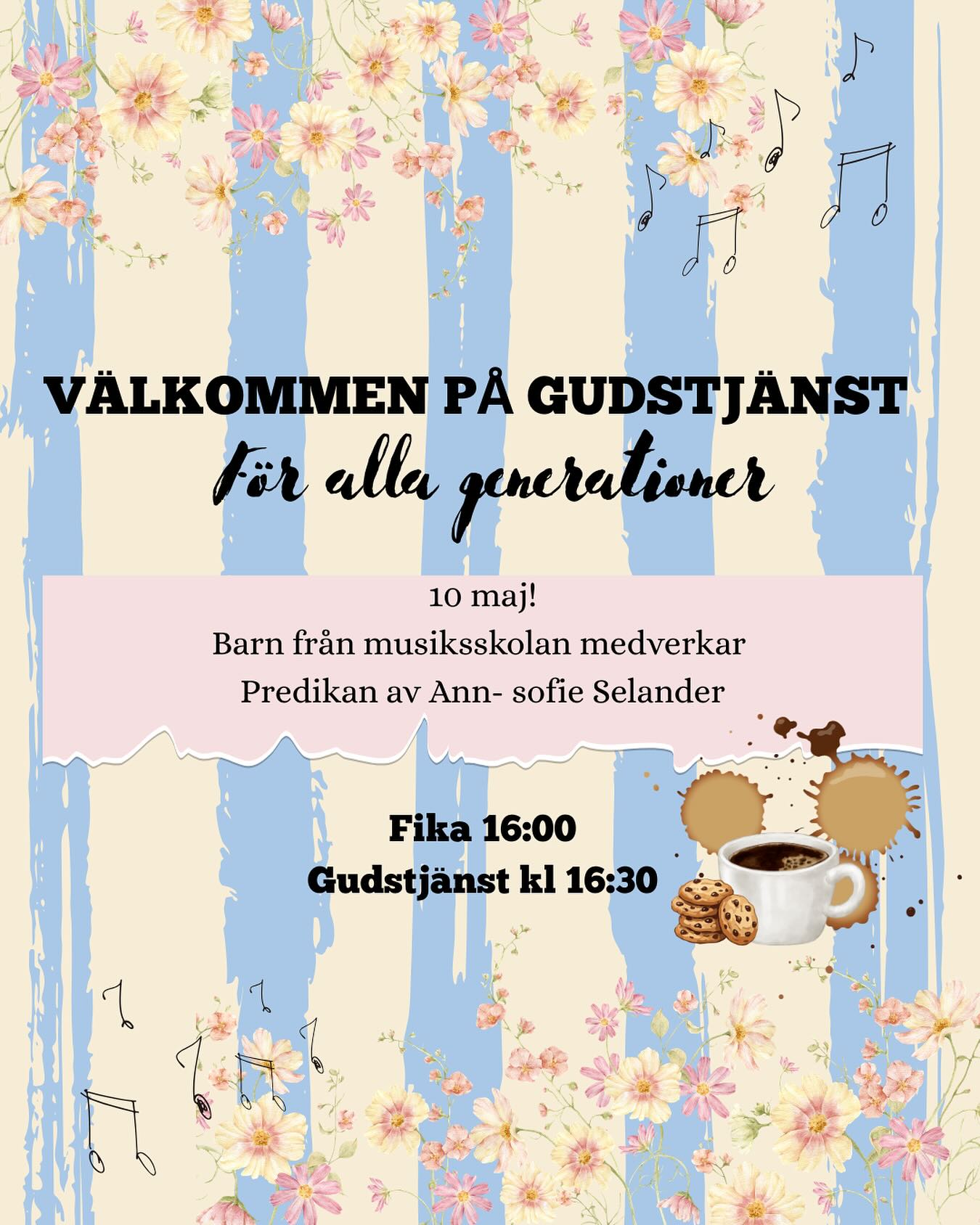 Varmt välkommen på Gudstjänst för alla generationer den 10/5! Kom för fika och gemenskap kl 16:00 🍪☕️
Start kl 16:30!!✨ hoppas vi ses! ✨