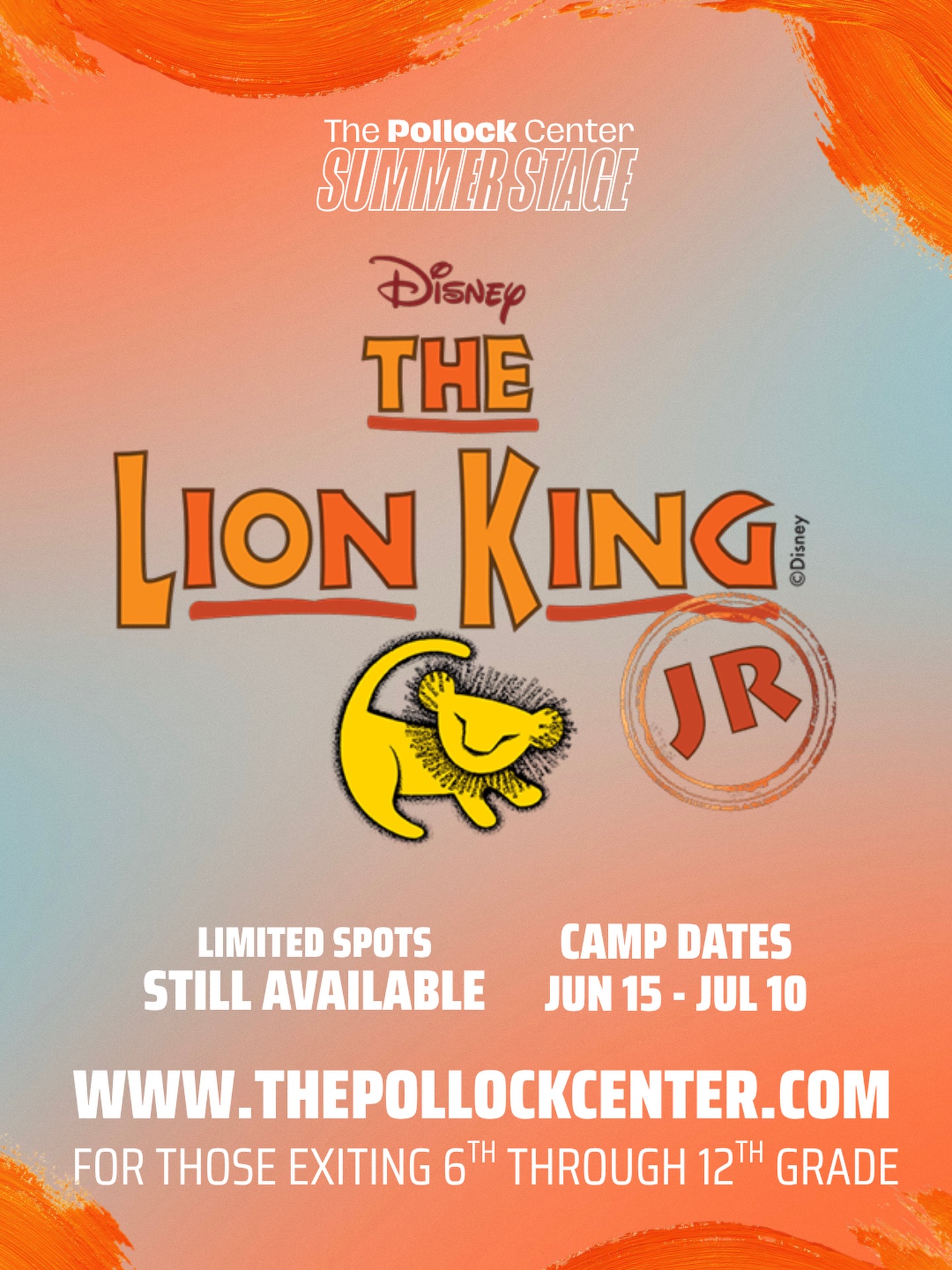 There’s still time to sign up for The Lion King JR. Don’t miss out!!