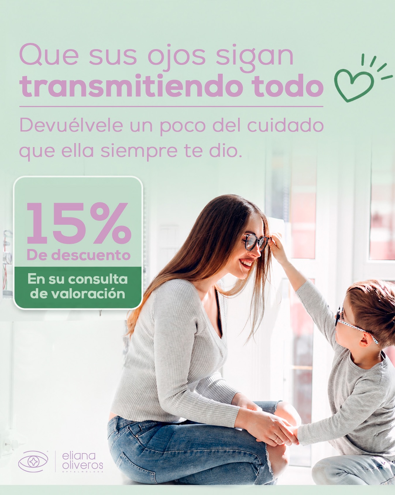 Devuélvele a mamá un poco del cuidado infinito que siempre te ha dado 💜
Este mes, sorpréndela con el regalo de la tranquilidad y la salud visual ✅ Aprovecha un 15% de descuento en su consulta de valoración integral y regálale verdadera calidad de vida 🤗
📲Agenda su cita hoy mismo en el link de mi perfil. ¡Las espero en la Clínica San Diego!