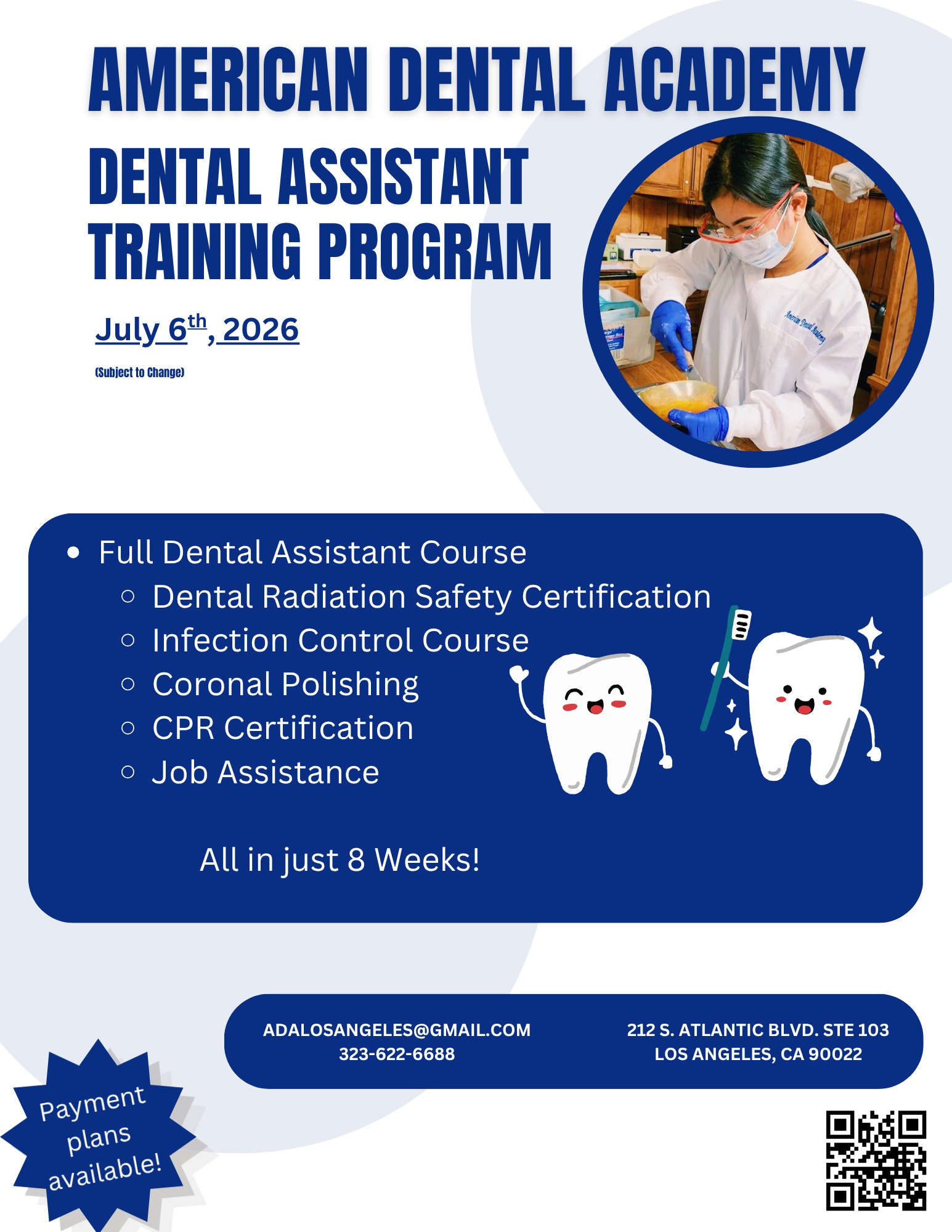 Join us for our next dental assistant course starting July 6th, 2026! You can start a new career in just 8 weeks!
#dental #dentalassistant #vocationalschool #denitst #school