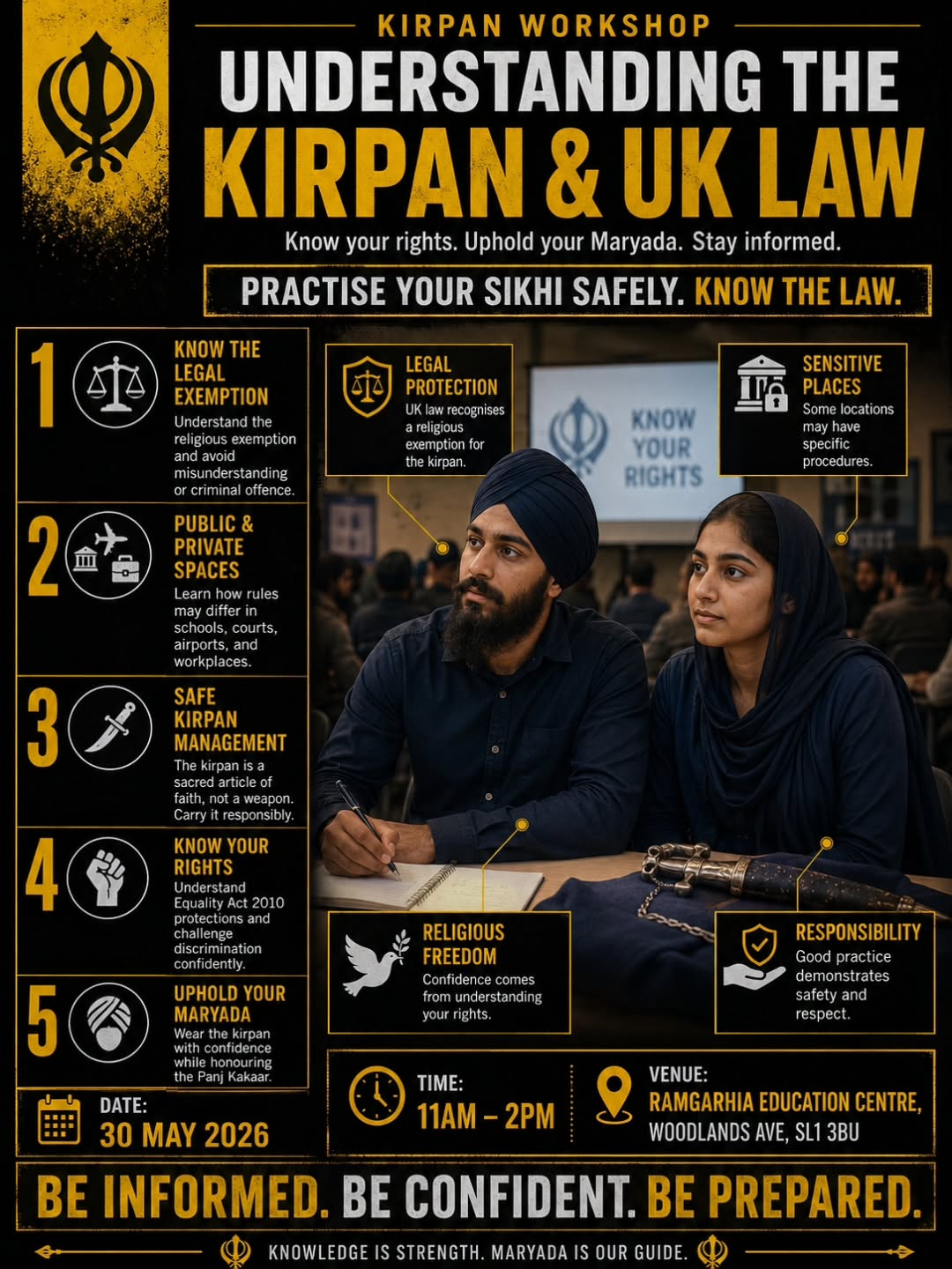 Fact or Myth
➡️The Kirpan is classified as a weapon in the UK
➡️Only Sikhs can wear and use a Kirpan
➡️The Kirpan should only be 3 inches
➡️The kirpan must be curved
➡️The most relevant legislation is CJA 1988 141 ZA
If you got 5 out of 5 without guessing or trying to use logic and reasoning well done, you know your indisputable facts.
If not, you're still seconding guessing and relying on hope, understanding, and compassion of others.
This 3-hour kirpan workshop on 30th May 2026 is designed to arm you with the knowledge that every Sikh living in the UK should know.
📖Just like knowing the 10 gurus and their contributions.
📖Just like knowing what your nitnem is
📖Just like knowing to look left and right before you crossing the road.
Calm your sovereignty, and never again do you have to have unnecessary debts.
Comment "KIRPAN" below and we'll send you further details
More info in bio
@uksikhupdates @sikhpa
@sikharmyuk