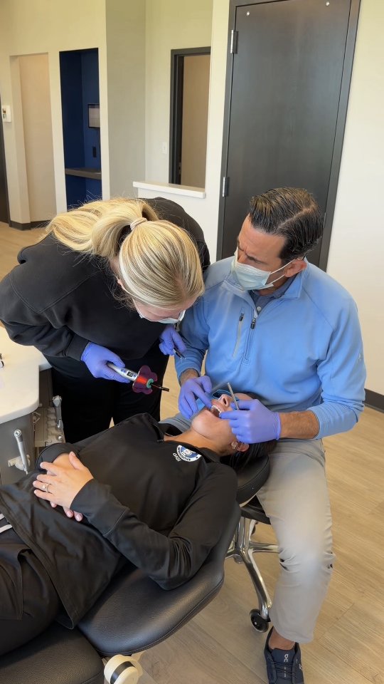 Our assistants are trained to stay right by Dr. Borello's side through every appointment… most of the time! 😄 This time Kam took it a bit personally 🤣