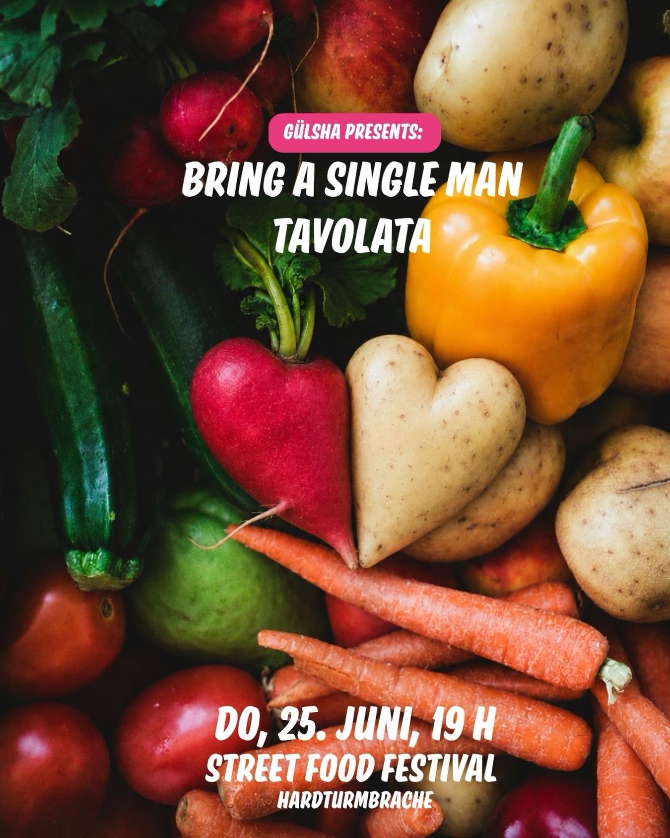 BRING A SINGLE MAN TAVOLATA
Offline Dating mit @guelsha am Street Food Festival.
Eine Single-Frau und ein Single-Mann melden sich im Duo an, bringen ein selbstgemachtes Gericht mit und lernen bei einer gemeinsamen Tavolata neue Menschen kennen.
📅 25. Juni
🎟 CHF 25 pro Duo inkl. Drink Package
🔗 Anmeldung via Link in Bio
...
BRING A SINGLE MAN TAVOLATA
Offline dating with @guelsha at Street Food Festival Zurich.
One single woman and one single man sign up as a duo, bring a homemade dish and meet new people around one big shared table.
📅 June 25
🎟 CHF 25 per duo incl. drink package
🔗 Sign up via link in bio