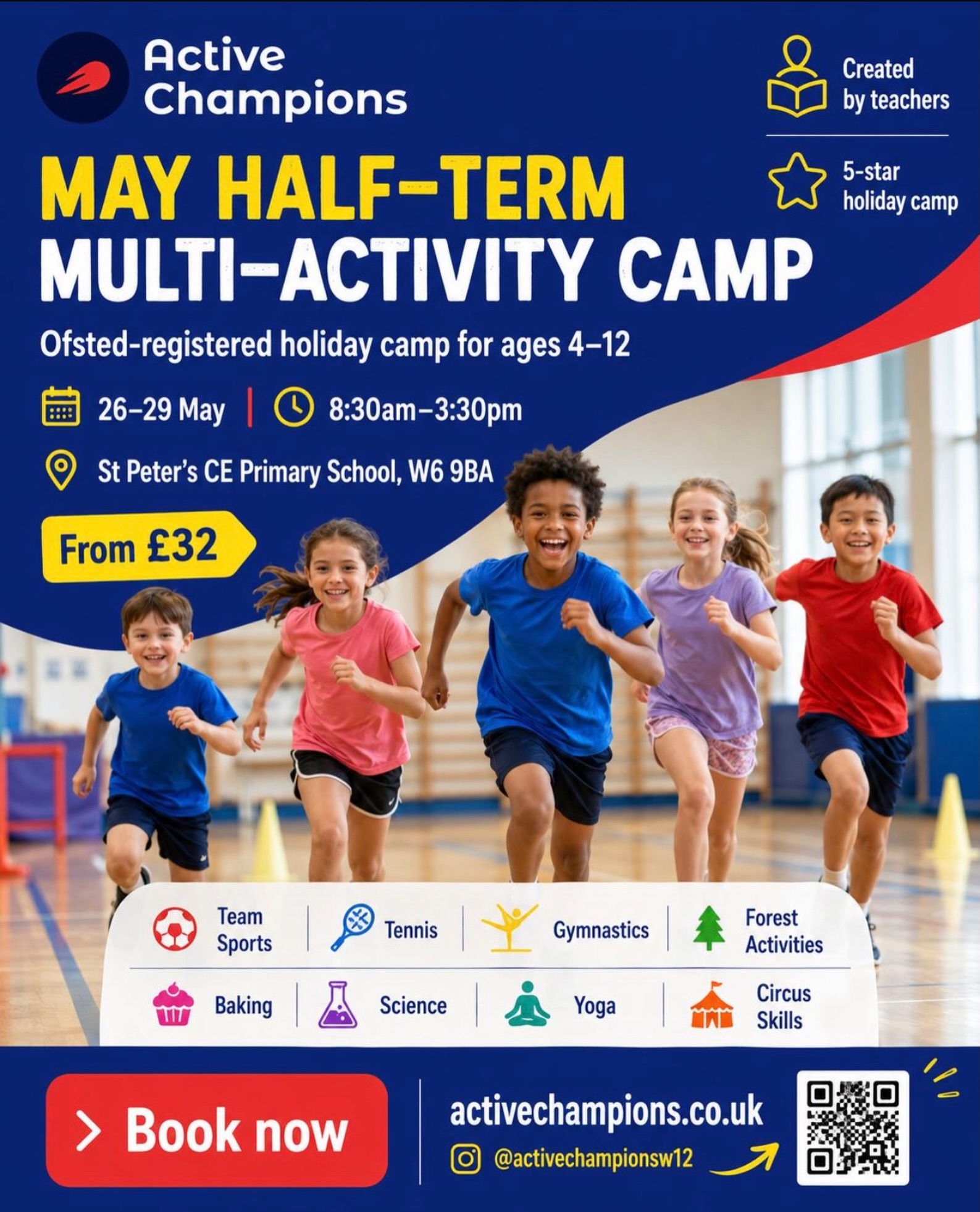🌟 May Half-Term just got ACTIVE! 🌟
From team sports to tennis, gymnastics to forest school sessions— there’s something for every child to enjoy this holiday 🎾⚽🧪🤸♀️🌳
📍 St Peter’s CE Primary School
📅 26–29 May
⏰ 8:30am–3:30pm
👧 Ages 4–12
Spaces are filling fast — book now and let the fun begin! 🚀
#HalfTermCamp #KidsActivities #HolidayCamp #ActiveChampions #LondonParents MultiActivityCamp SchoolHolidayFun KidsSports MayHalfTerm FamilyFun