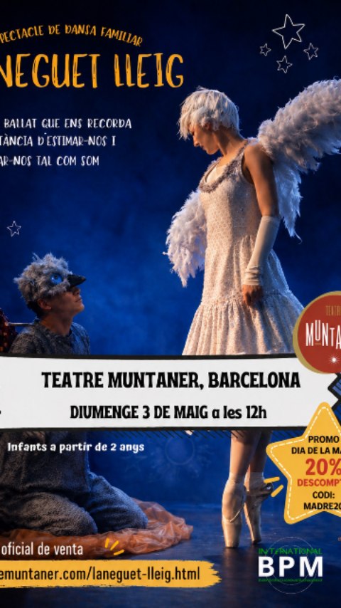 ⏰🎁 ENCARA NO TENS EL REGAL PEL DIA DE LA MARE?!! 😱
A què esperes?? És demà! ❤️
El primer diumenge de maig, regala dansa en família amb l’Aneguet Lleig 🦆💖
✨ La darrera funció al Teatre Muntaner!
📅 Demà, 3 de maig
🕛 A les 12h
🎟️ I AQUI TENS UN REGAL EXTRA! 🎁
Gaudeix d’un 20% de descompte en la compra de les teves entrades a la web oficial:
#aneguetlleig #diadelamare #díadelamadre #dansaenfamília #dansabarcelona
CODI DESCOMPTE: MADRE20