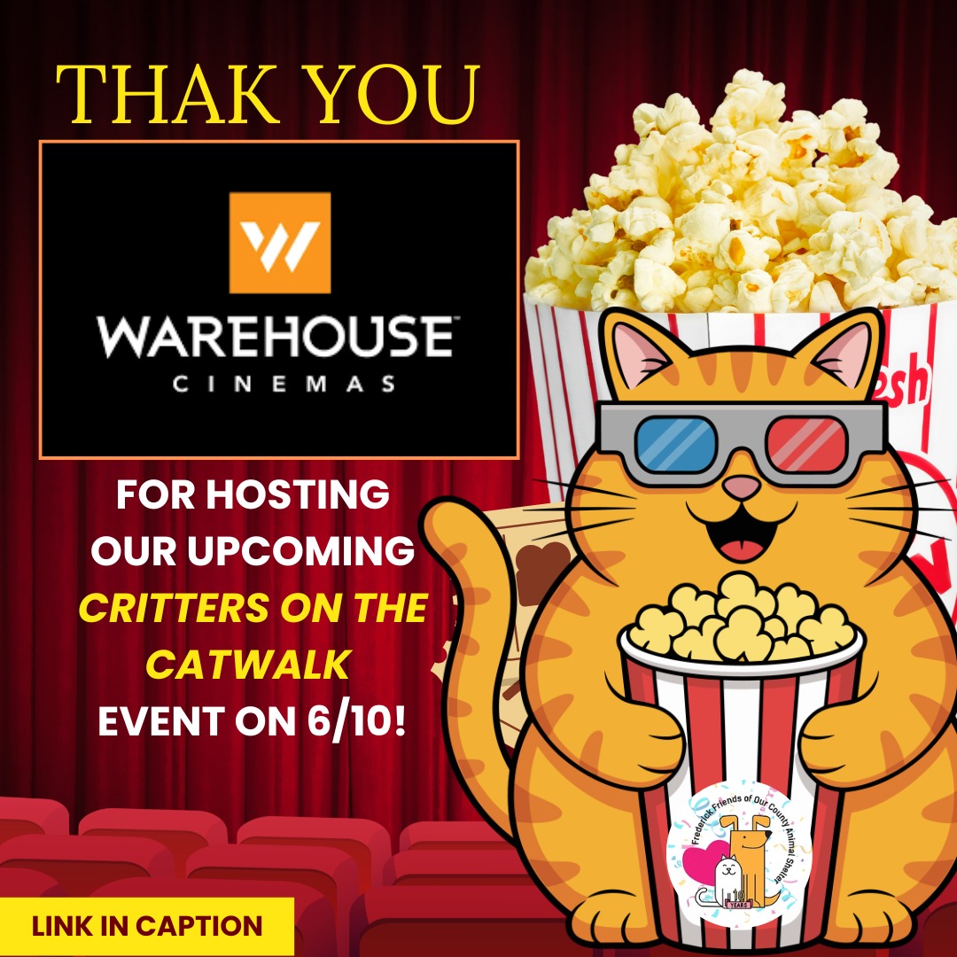 Thank you Thursday!
Thank you to @warehousecinemasfrdk for opening your beautiful space to us for our fashion show, happy hour, and dog adoption event, "Critters on the Catwalk" for the dogs at @fredcoanimalshelter!
Get your tickets here! https://crittersonthecatwalk2026.eventbrite.com
#tickets #fashionshow #strut #muttstrut #dogs #adoptabledogs #dogpeople #shelterdogs #petsarefamily #doglovers @alicialboutique @fetchthriftshop @tlcbridal @turquoisetrailerboutique