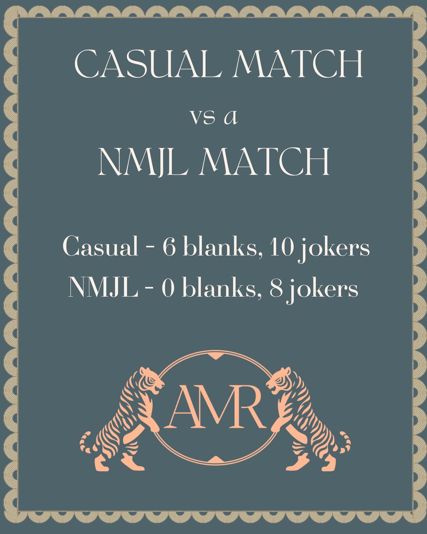 2 of the 3 match types to select on AMR app. Blanks or no blanks…you play your game!