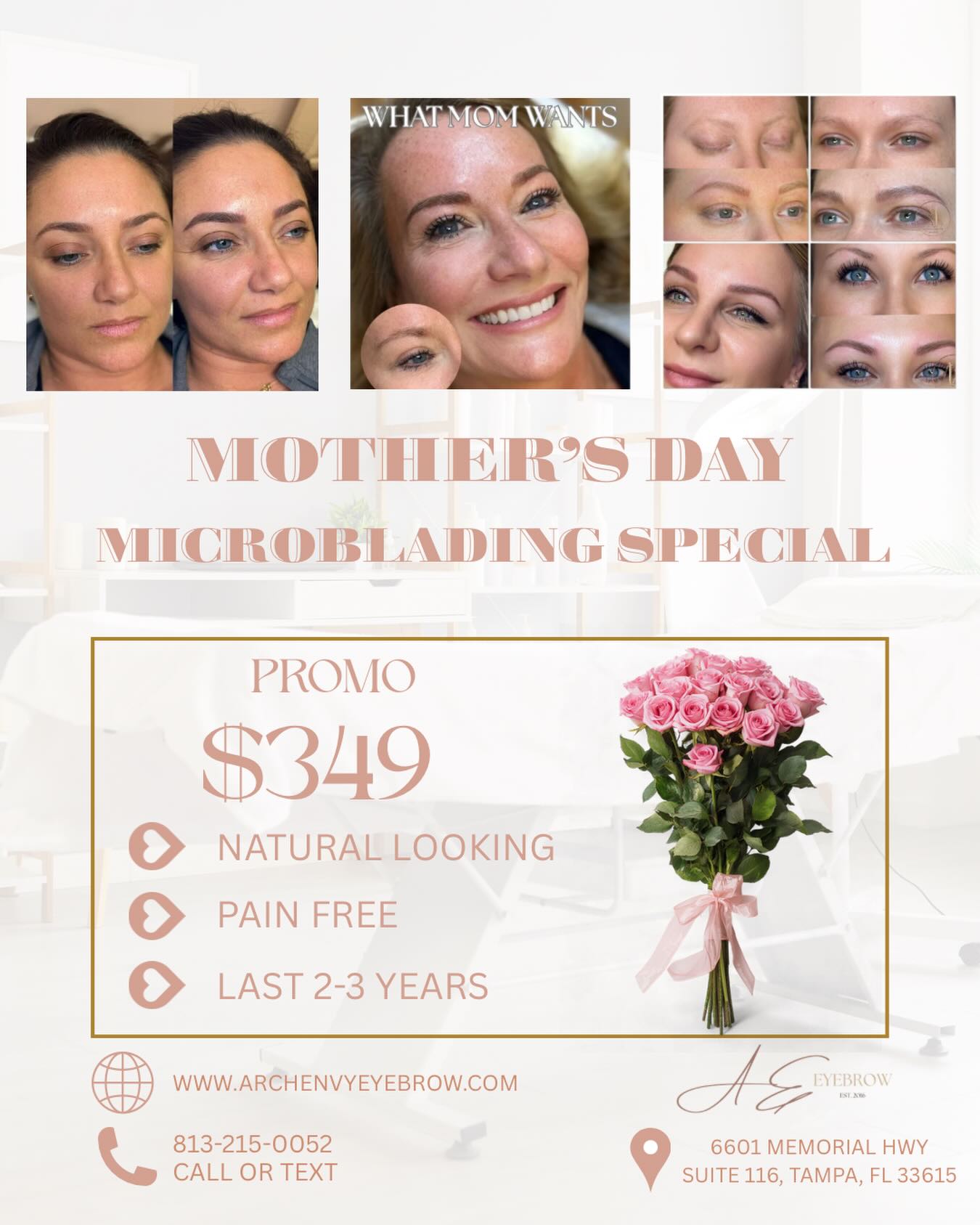 To all the moms out there… when was the last time you did something just for YOU? 💕
Between work, school drop offs, sports practices, laundry, and taking care of everyone else, it’s easy to forget that you deserve to feel beautiful too.
Imagine waking up every morning with effortless, natural looking brows. No pencils, no extra time getting ready, no stress. Just feeling refreshed, confident, and put together even on the busiest days.
This Mother’s Day, give yourself the gift of a little self care. 🌸
✨ Mother’s Day Microblading Special ✨
Only $349
✔ Natural-looking results
✔ Virtually pain-free
✔ Lasts 2–3 years
✔ Customized specifically for YOU
My goal is to help you feel confident, beautiful, and like the best version of yourself, all while still looking natural.
Appointments are limited. Ends May 31
Book online, message, or call/text
(813) 215-0052 to reserve your spot 💖
🔗 in bio to reserve your appointment
📲 813-215-0052
💻 www.archenvyeyebrow.com
📍6601 Memorial Hwy, Suite 116, TPA
#tampamicroblading #tampabrows #tampapermanentmakeup #mothersdaygiftidea #busymoms