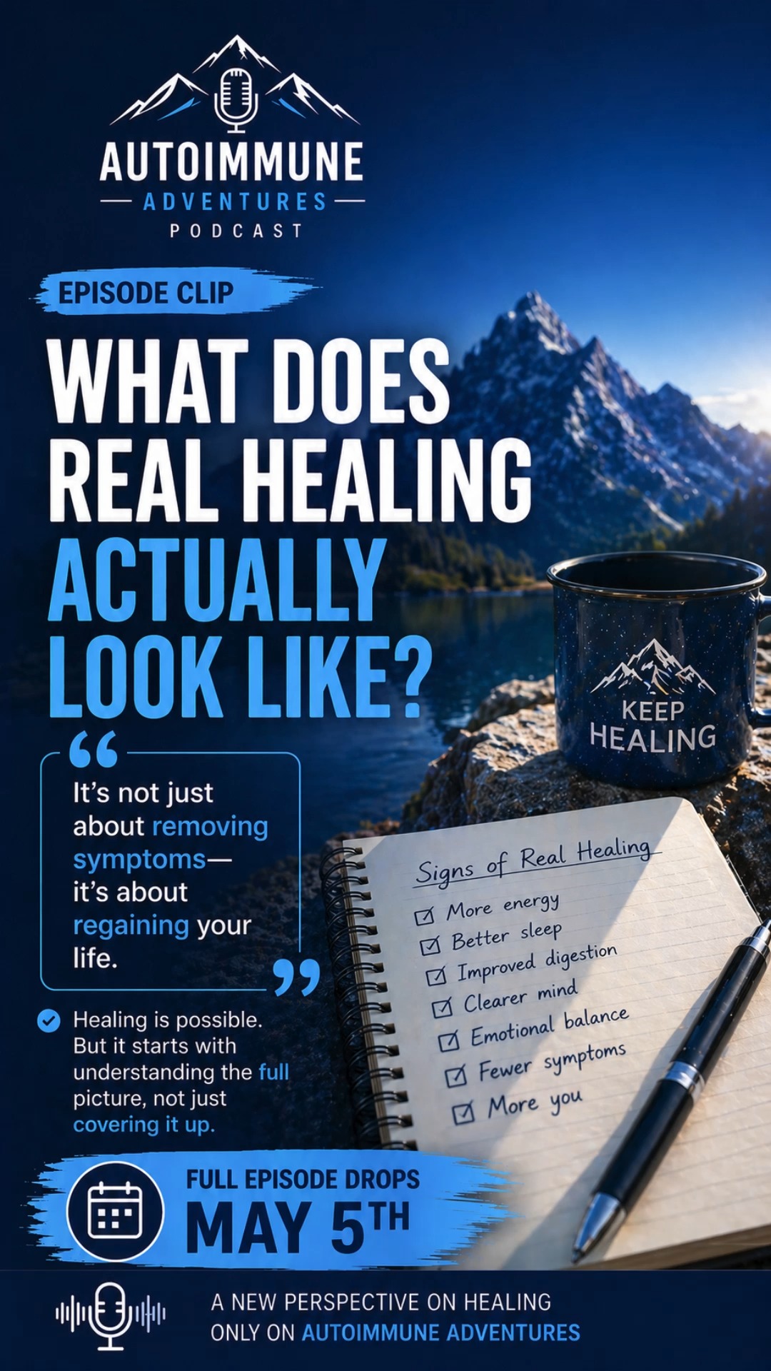 What does real healing actually look like?
Dr. Jess shares why true healing isn’t about managing symptoms—but restoring the body’s ability to function on its own.
Full episode released May 5th. Watch now.
#AutoimmuneAdventures #DrJess #TrueHealing #ChronicIllnessRecovery #AutoimmuneHealing #FunctionalMedicine #WellnessJourney #BodyBalance #HealthPodcast #NowLive