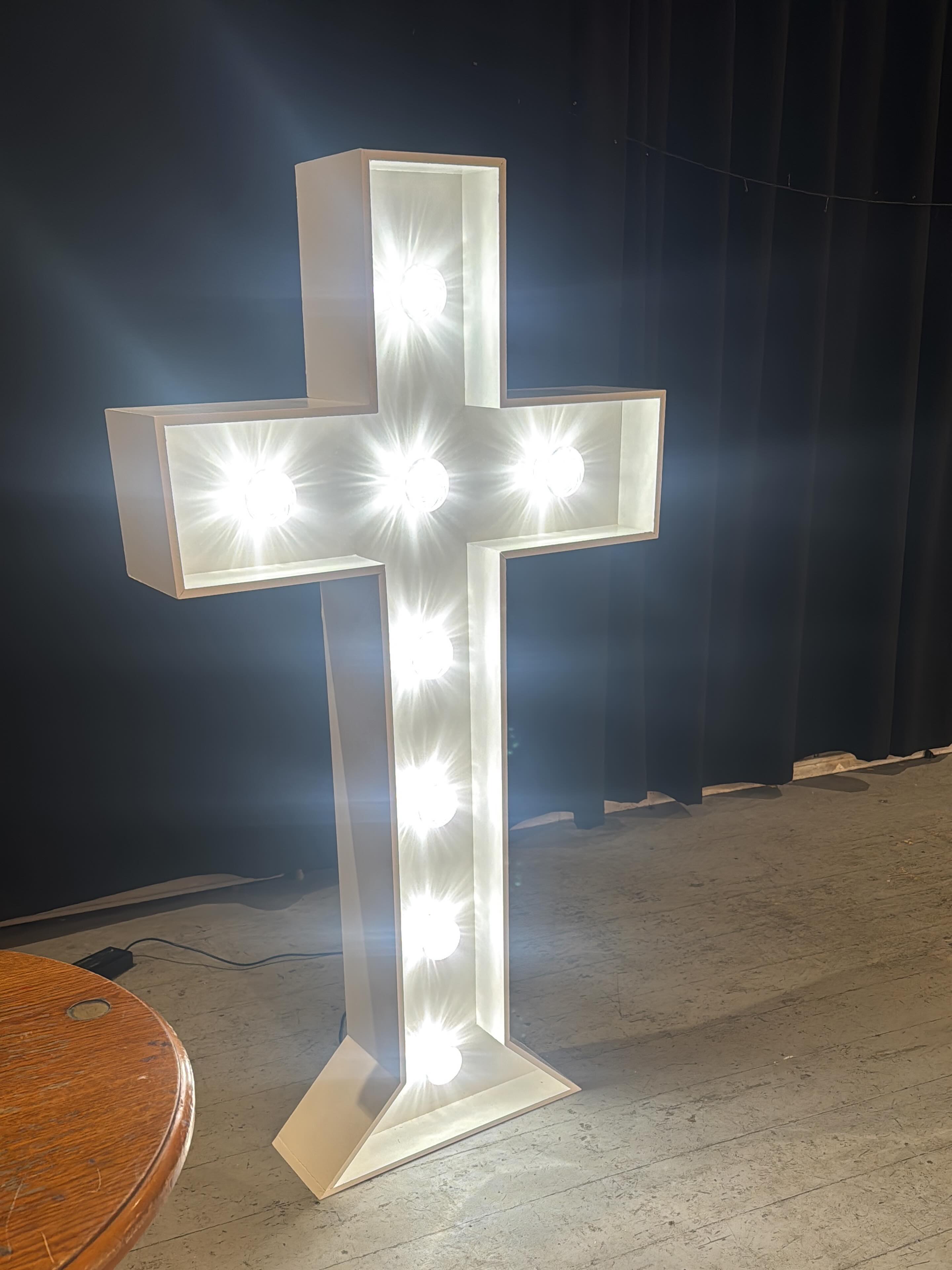 Our 4ft LED cross is now available to hire. Set to white or different colours to suit the theme.