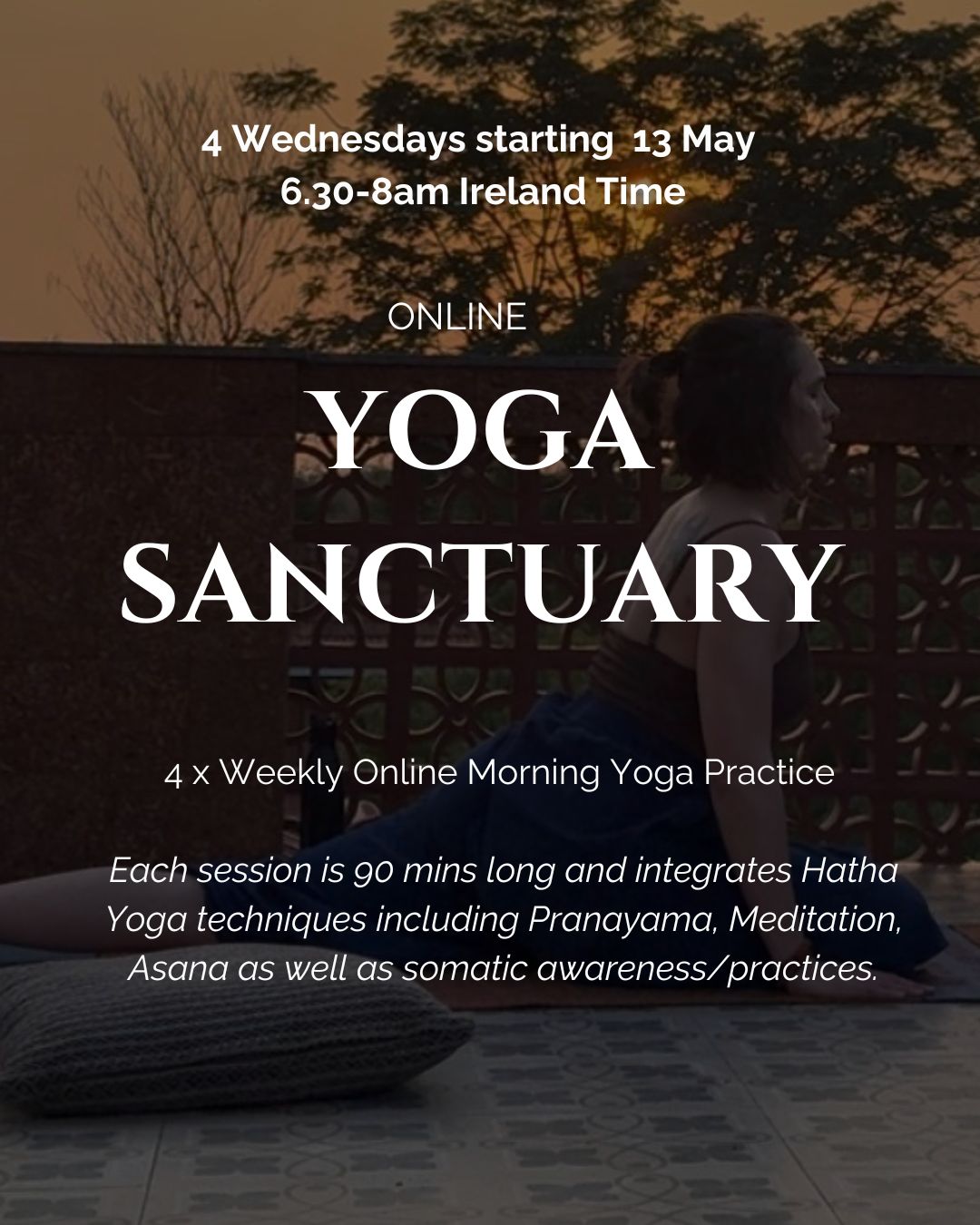 Join me for 4 weekly morning yoga sessions online starting Wed 13th May 6.30-8am (Ireland Time)
This is an opportunity to build your home practice or/and practice in community.
Each session is 90 mins long integrating Hatha Yoga techniques as well as somatic awareness/self-inquiry.
Embodied Hatha Yoga is about connecting to the various levels of your body (5 koshas) and exploring natural rhythms and qualities of your being.
You can join through the link in bio
Much love,
Anna