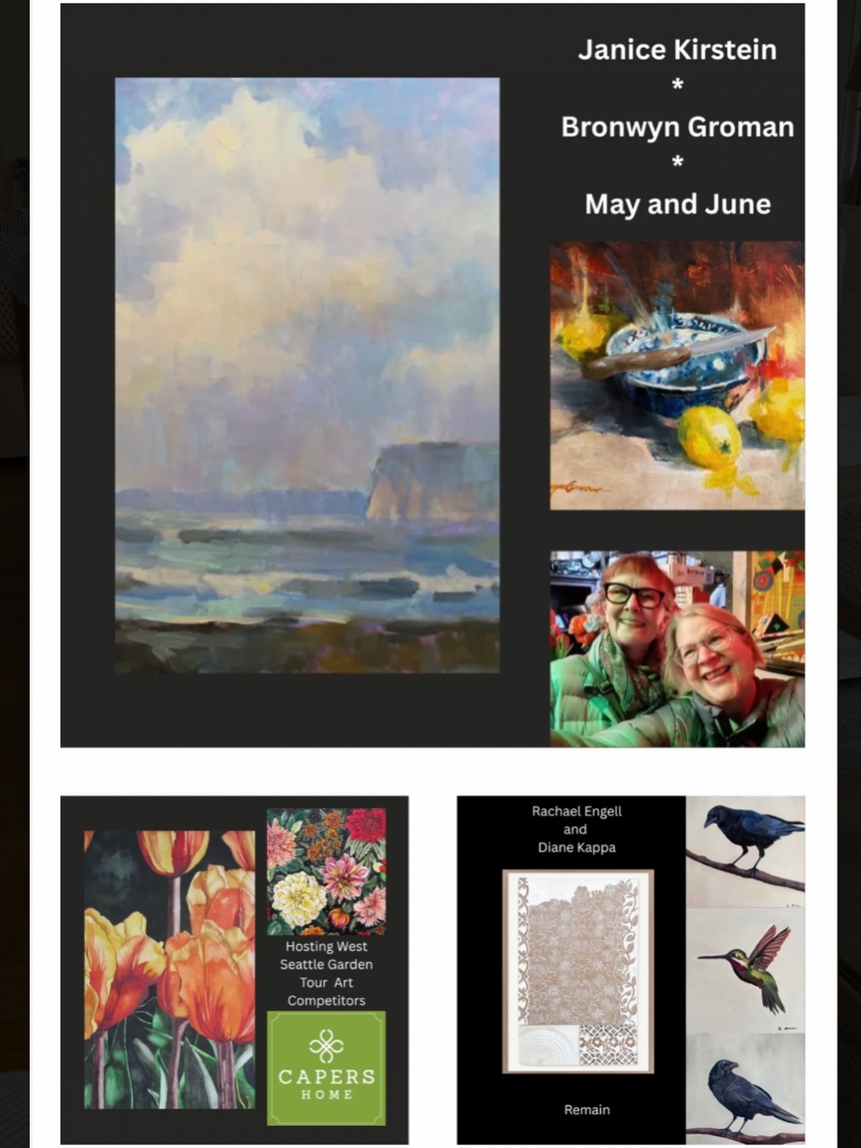 West Seattle Art Walk is this Thursday, May 14th from 5pm-8pm. It’ll be a busy one at Capers Home which is where I’ll be! So honored to have my work in this beautiful store. Come say hi and join in the fun with the featured artists currently at Capers + artists from the West Seattle Garden Tour Art Competition. I have a few new recent works up. Hope to see you there!