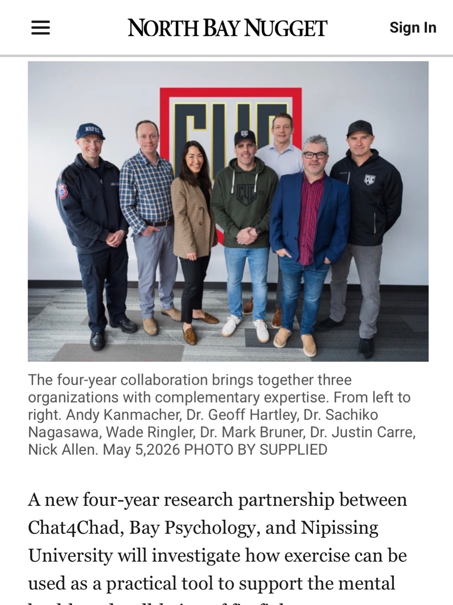 Excited for this great work ahead! Thank you @chat4chad @nipissingu @northbay_fire