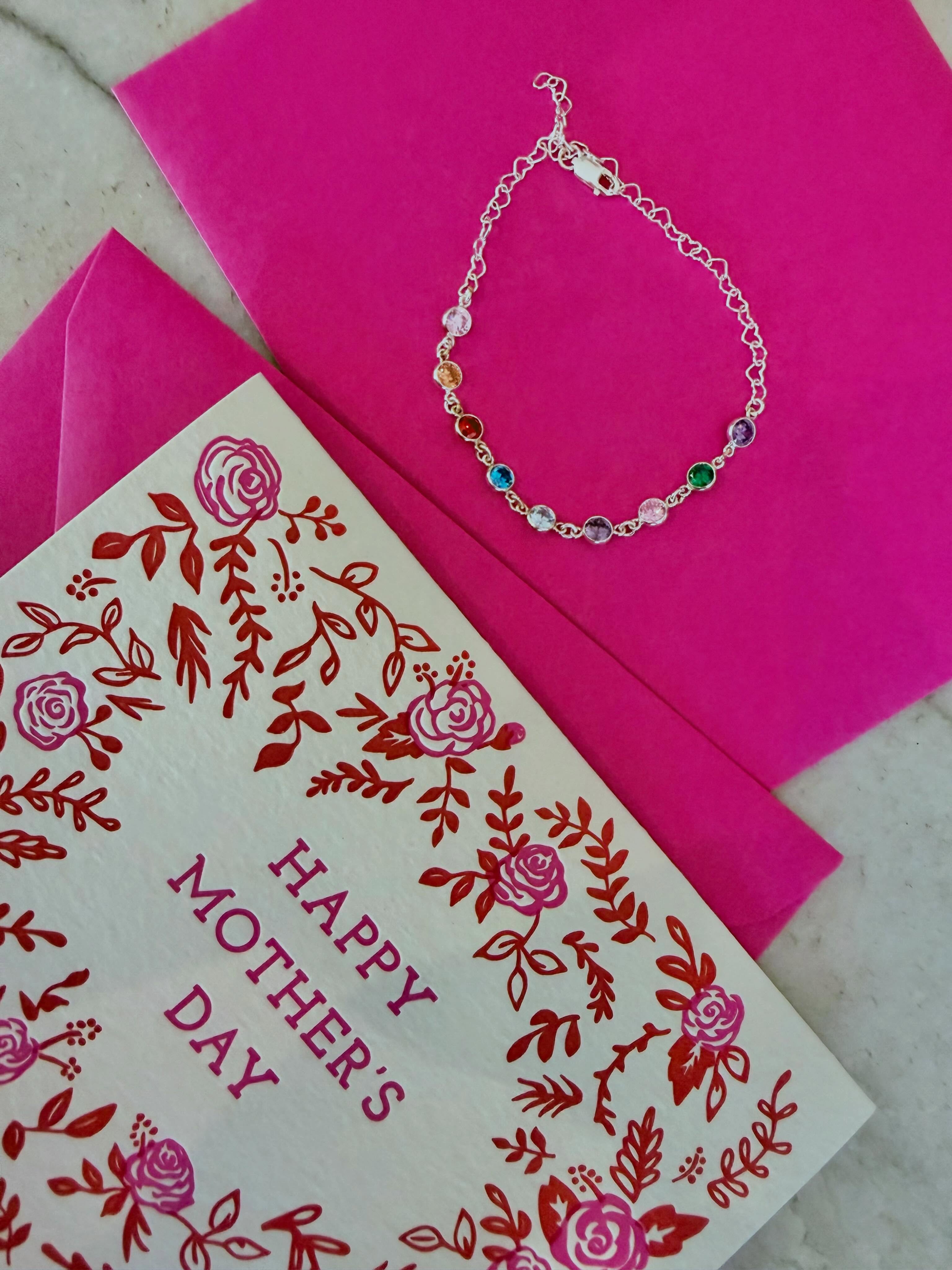 Mother’s Day custom bracelet💕 Nine grandchildren’s birthstones in age order as the most special and memorable gift💖 Clasp added for on/off removal and gift wrap +shipping!
.
.
#mothersdaygift #mothersday #permanentjewelrybayarea #permanentjewelrysf #permanentjewelrylivermore