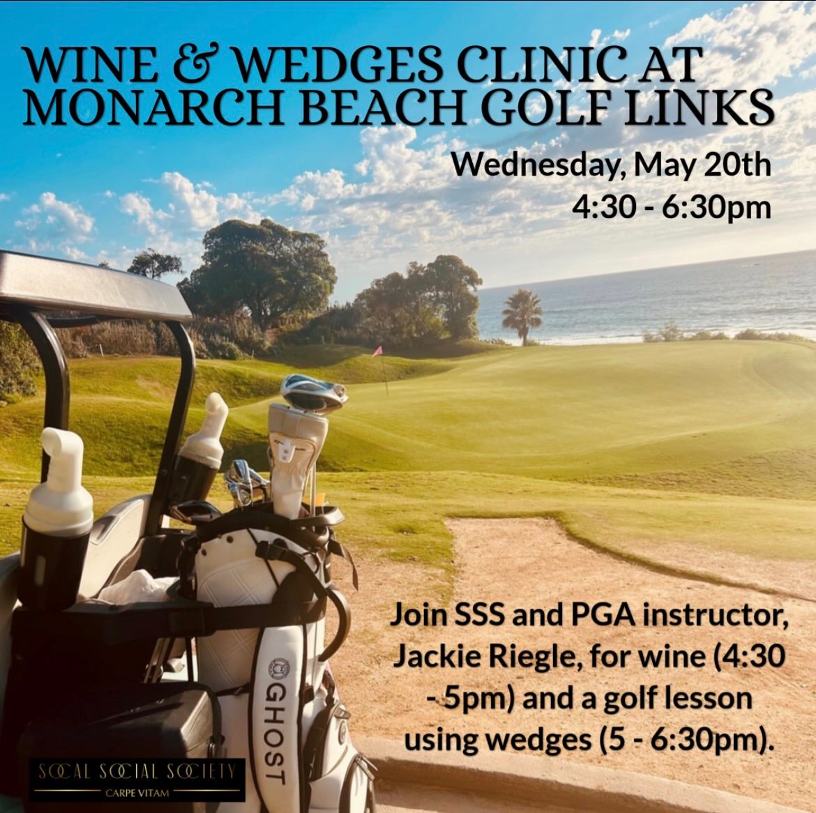 Join SSS and PGA Instructor, Jackie Riegle, for a wine warm up (trust us, it helps), followed by a 1 1/2 lesson using our wedges ⛳️
No experience necessary…it’s a great way to get started in golf or improve your game. See you on the green!
