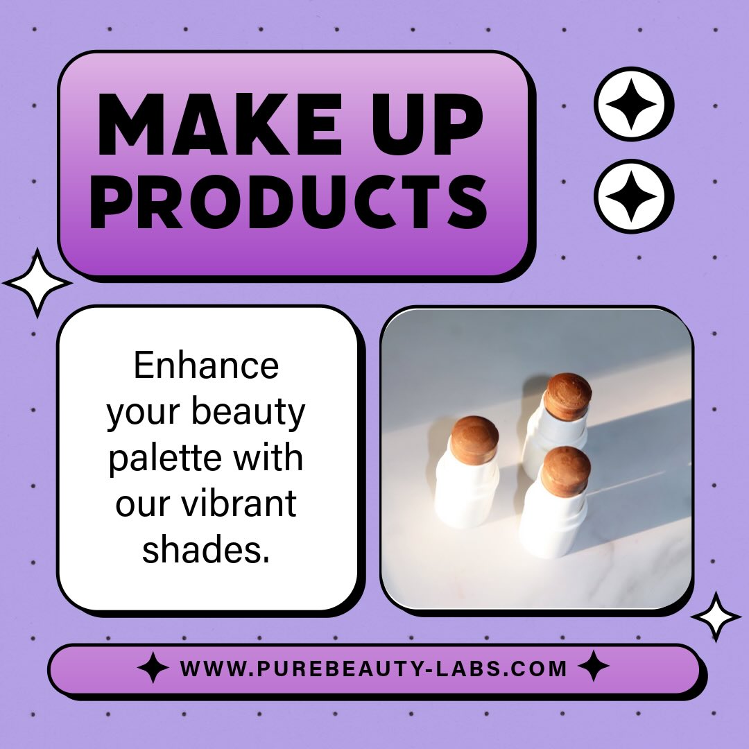Your shade, your formula, your glow.
At Pure Beauty Labs, we create vibrant makeup products designed to bring clean beauty and creativity together.
Explore custom cosmetic formulations at www.purebeauty-labs.com
#PureBeautyLabs #CleanBeauty #CosmeticFormulation #MakeupProducts