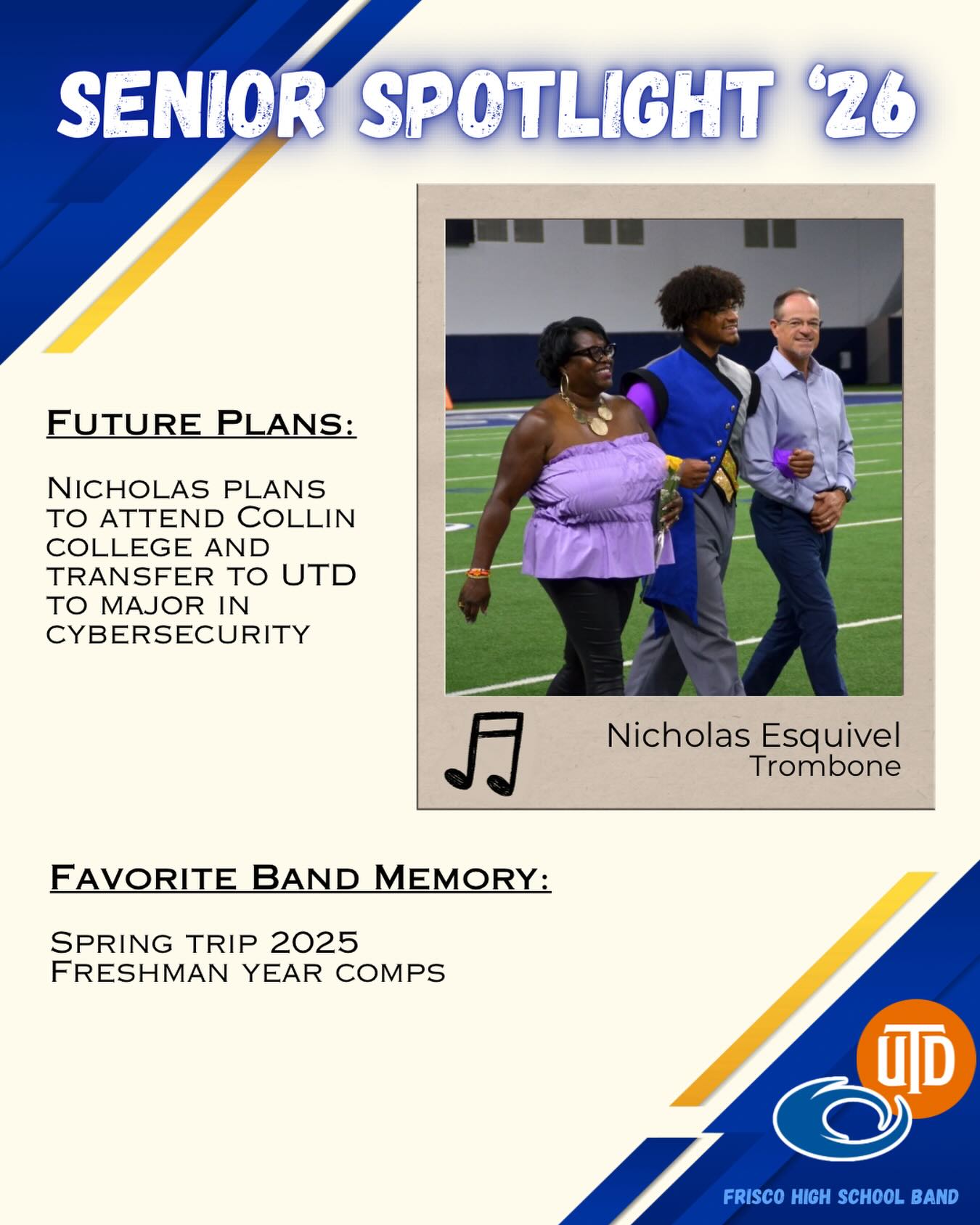 🚨SENIOR SPOTLIGHT 🚨
Congrats Nicholas!!
#friscofinearts #friscoisd #friscohighschoolband #seniorspotlight #fisdfineartsleads @friscoschools @friscofinearts