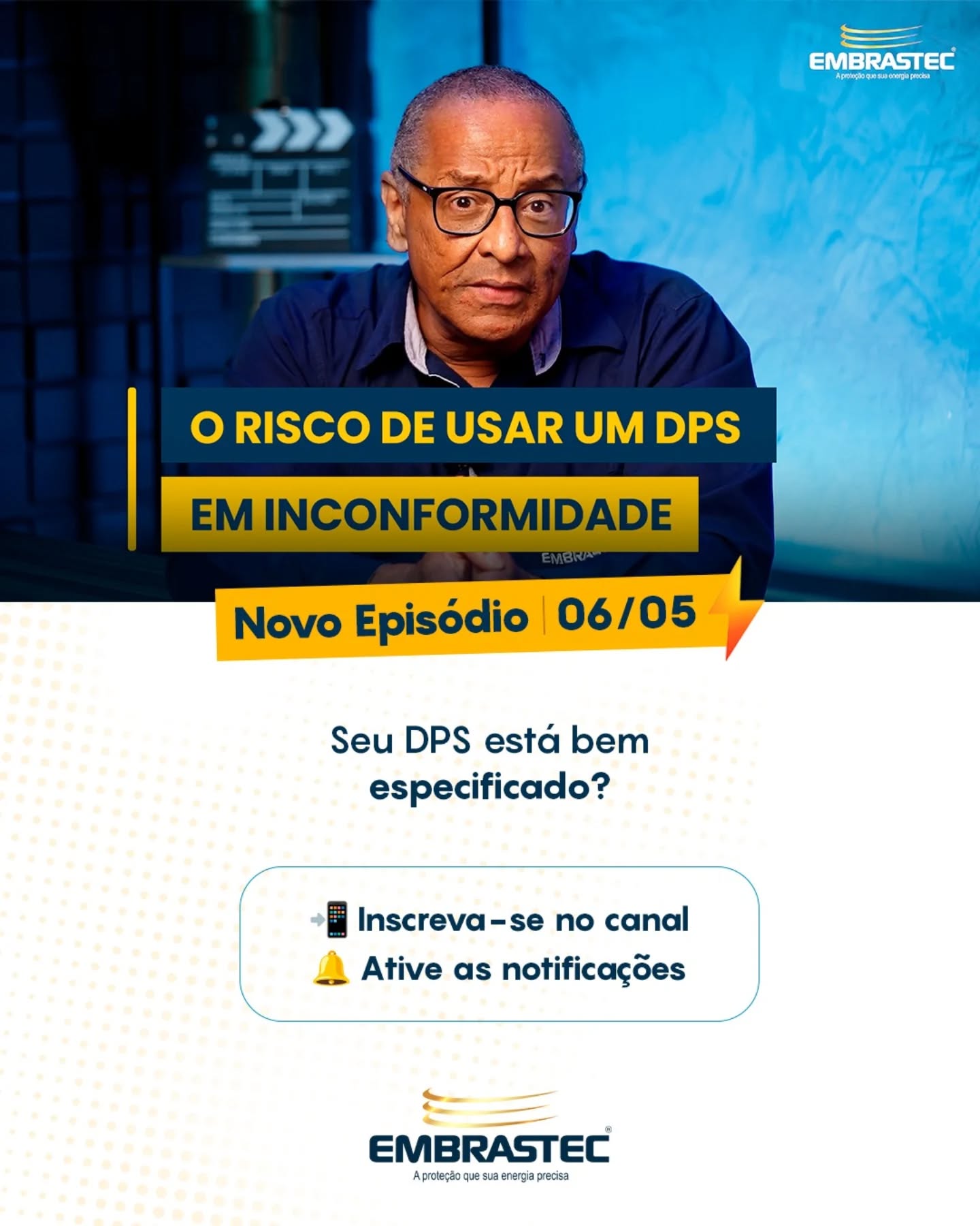 ⚠️ Vem aí mais um Choque Informativo!
Você sabia que um DPS dimensionado incorretamente pode simplesmente não proteger sua instalação?
No próximo episódio, o Engenheiro Sergio Santos traz um alerta importante sobre um erro mais comum do que parece: Especificar DPS sem considerar as condições e necessidades da instalação e do local.
E o impacto é direto, o surto passa, atinge os equipamentos e todo o investimento em proteção é perdido.
⚡ Fique atento. Em breve no ar.
Inscreva-se em nosso canal no Youtube.
Link na Bio.
#ChoqueInformativo #DPS #ProtecaoEletrica #SegurancaEletrica #Embrastec
