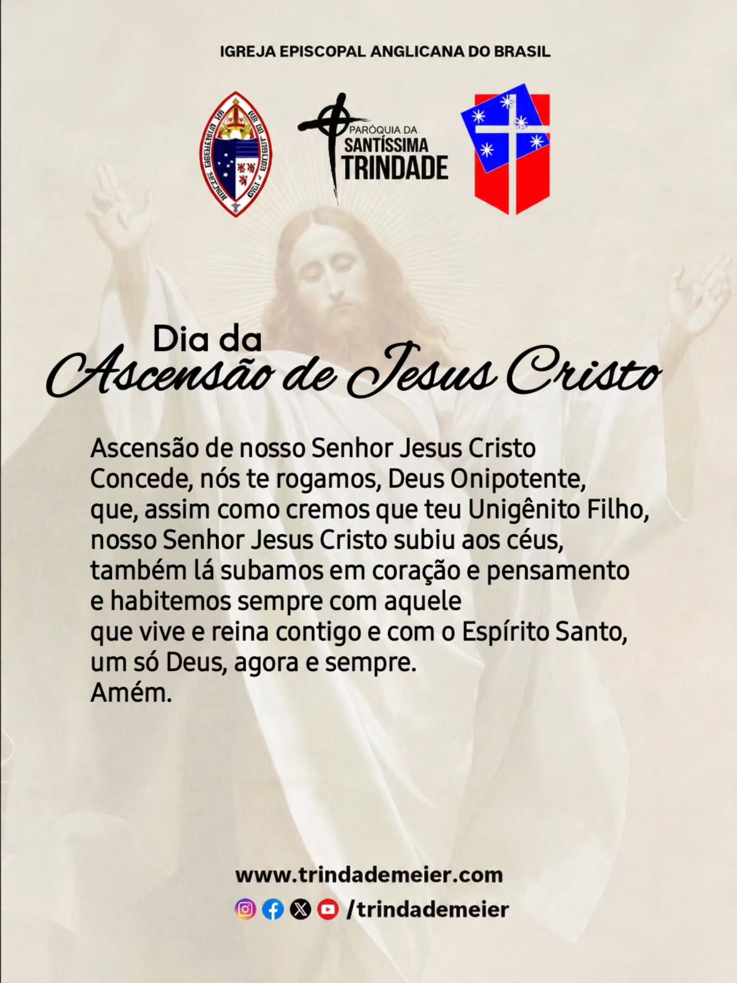 Celebrada 40 dias após a Páscoa, marca a subida de Jesus ao céu e o início da missão da Igreja. Neste ano de 2026, a data litúrgica cai hoje, dia 14 de maio.
Jesus subiu para preparar um lugar, mas continua presente na terra em cada ato de amor. 🙏
#igrejaanglicana
#episcopalchurch