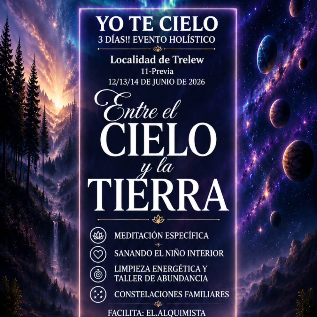 🌟 ¡RETIRO HOLÍSTICO EN TRELEW! 🌟
¡Vuelve a Trelew El Alquimista!
¿Sentís que es momento de sanar, soltar y reconectar con tu verdadera esencia?
Te invitamos a Yo Te Cielo, una experiencia transformadora de 3 días para armonizar cuerpo, mente, emociones y espíritu en un espacio de profunda sanación y expansión.
✨ ¿Qué vas a vivir?
✅ Constelaciones Familiares – Sanación del linaje y de vínculos repetitivos.
✅ Sistema Divino – Reprogramación de patrones limitantes.
✅ Sanación del Niño Interior – Liberación emocional profunda.
✅ Yoga y Meditación – Equilibrio y conexión interior.
✅ Taller de Abundancia – Activación del flujo de prosperidad.
✅ Limpieza Energética – Purificación y armonización.
✅ Sesiones Grupales de Sanación – Elevación de la frecuencia vibratoria.
🗓 Fecha del retiro: 12, 13 y 14 de junio de 2026.
📅 Jueves 11 de junio: Charla previa de orientación para quienes deseen conocer cómo será la experiencia y resolver sus dudas. Abierta Libre y Gratuita!
📍 Lugar: Trelew, Chubut.
👤 Facilitan: Beatriz Pugh y El Alquimista.
🔥 Además: Durante esos días se realizarán sesiones privadas de limpieza energética para personas y hogares. Ideales para liberar cargas, desbloquear caminos y restaurar la armonía.
🌌 Beneficios de esta experiencia:
✨ Liberar patrones repetitivos.
✨ Sanar relaciones y emociones.
✨ Recuperar energía y claridad.
✨ Activar abundancia y bienestar.
✨ Reconectar con tu propósito.
⚠️ Cupos limitados para garantizar un acompañamiento profundo y personalizado.
🌟 Este retiro es una oportunidad para dejar atrás lo que ya no te pertenece y abrir un nuevo capítulo en tu vida.
👉 Solicitá el PDF con toda la información enviando un mensaje al: 📲 +54 9 3462 56-9303
o 📲 +54 9 280 471-4283
@El.Alquimista.Arg @yotecielotw
Entre el Cielo y la Tierra
#RetiroHolistico #Trelew #ConstelacionesFamiliares #Yoga #Abundancia SanacionEnergetica