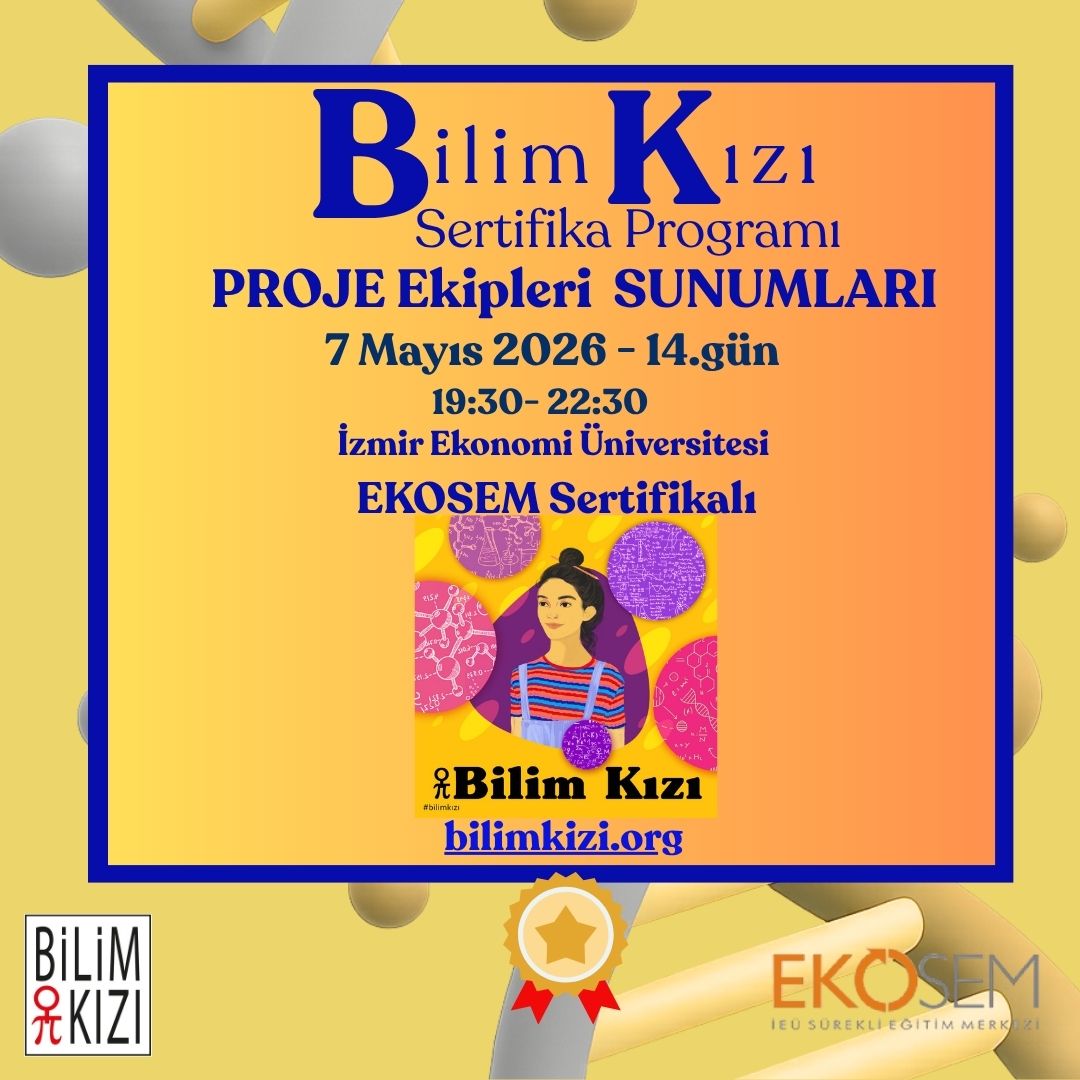 @ekosemofficial desteği ile #BilimKızı SERTİFİKA Programının 14. dersinde programa katılan kızlarımız sunum ve proje yetkinliklerini geliştirmek için gönüllü proje sunumu gerçekleştirecekler. Sizler de yenilikçi proje önerilerini dinlemek için kızlarımızı izlemek isterseniz web sayfamızdaki afişimizin yanından KAYIT olun lütfen.