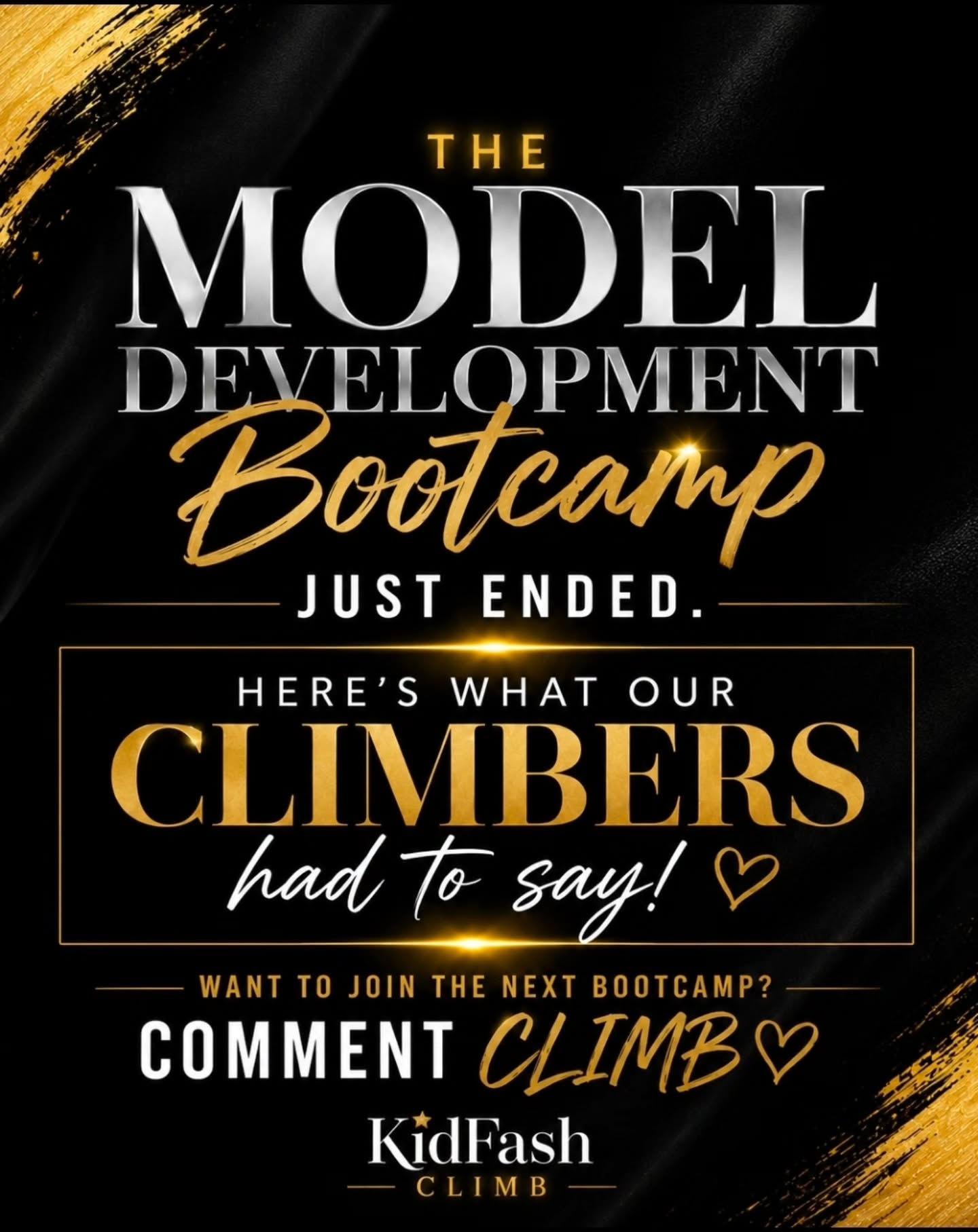 Bootcamp just ended!
Here's what our KidFash CLIMBERS
@yourhonour19
@brinley_glentz
@karlaamarie333
@itgirl0809
@freya_of_the_forest
thought about it!
Next BOOTCAMP starting soon! Only a few spots left!