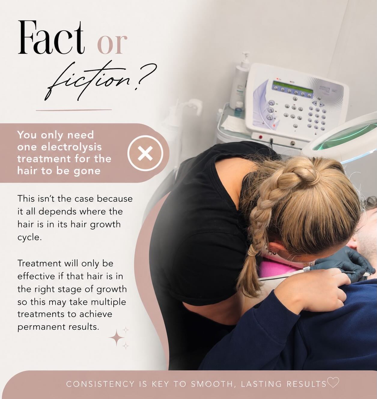 ✨Electrolysis✨
Yes it is permanent but it does require multiple treatments. The process to smooth, hair free skin takes time and patience. Start your journey now and book your consultation online with us.
