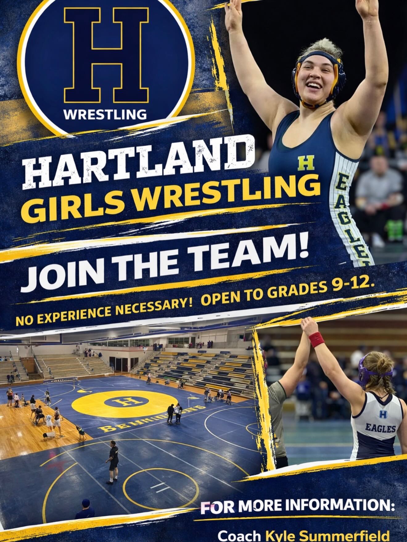 Hartland Girls Wrestling is building something special.
Womenβs wrestling is the fastest growing sport in the country, and Hartland is all in.
Whether youβre brand new to the sport or already competing, this is your chance to be part of a program built on hard work, confidence, toughness, and team culture.
Get stronger. Build confidence. Compete at a high level. Create opportunities for your future.
No experience necessary β just the willingness to show up and work.
Grades 9β12
π Hartland High School
π Coach Kyle Summerfield β 586-255-0904
Whoβs next? Why not you?
#HartlandWrestling #HartlandGirlsWrestling #GirlsWrestling #WomensWrestling #MichiganWrestling GrowTheSport FutureIsFemale WrestlingFamily HighSchoolWrestling EagleWrestling
