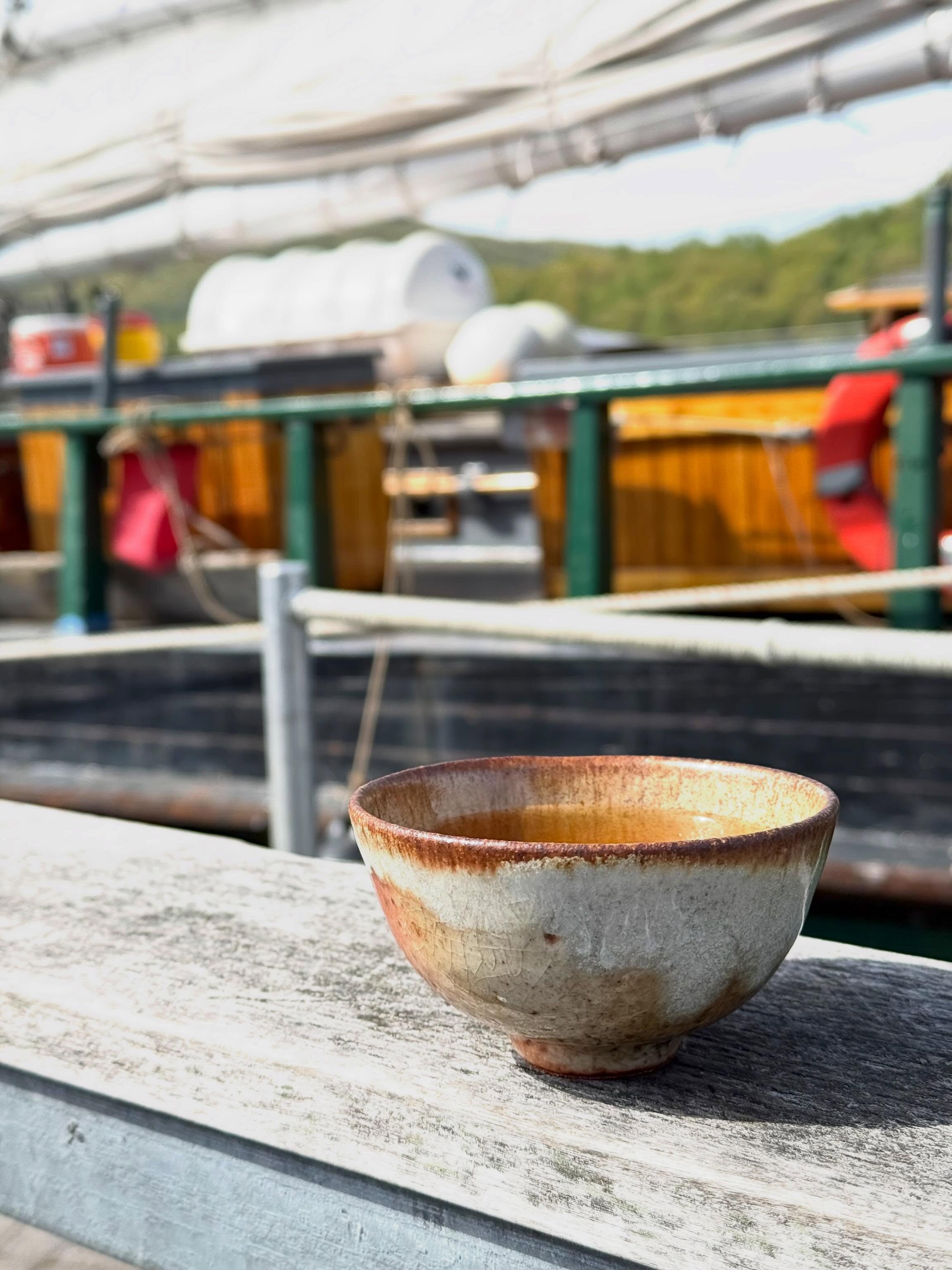morning tea at the river with @sloopclearwater, a reminder that the quality of water is always a priority #hudsonriver #morningtea and with #gratitude for the artist @potsandtea