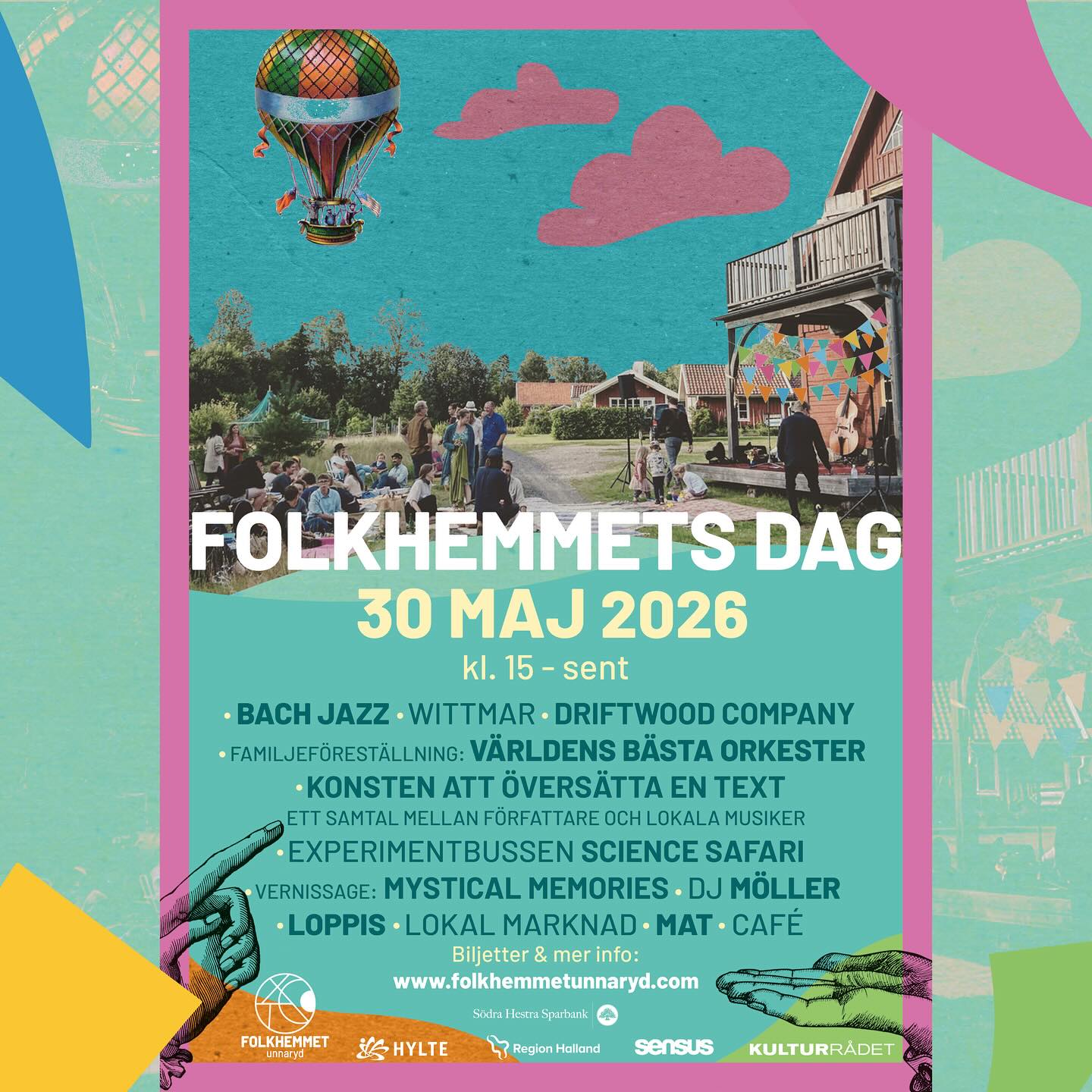 Välkomna på Folkhemmets Dag 30e Maj!
Förra årets succé är tillbaka - En endagsfestival vid vackra Kroksjön i Unnaryd!
Bach Jazz, Wittmar, Driftwood, Världens Bästa Orkester, Dj Möller, Experimentbussen, Loppis, Marknad, Mat mm. Vi ses!
Biljetter och fullt program finns på vår hemsida.
I samarbete med Sensus, Södra hestra sparbank, Region Halland, Kulturrådet, Musik Hallandia och Hylte kommun.
#folkhemmetsdag #folkhemmetunnaryd #unnaryd #kulturihylte #kulturihalland #kulturpålandsbygden @bach.jazz @wittmar_music @musik_hallandia_official