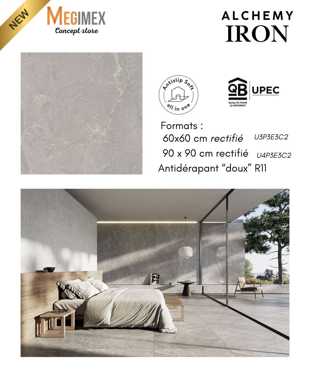 Une véritable révolution avec la technologie ALL IN ONE
Un seul carrelage pour tous vos espaces : intérieur, extérieur et pièces humides… sans compromis.
Au toucher doux, en finition antidérapant R11.
Fini les différences de textures : place à une continuité esthétique parfaite entre salon, terrasse, salle de bain ou piscine.
Découvrez le nouveau carrelage Alchemy Iron : Laissez-vous séduire par un charme contemporain unique.
Inspiré de la pierre Grigio Soveraia une pierre grise de grande
valeur originaire du Moyen-Orient, ce carrelage gris raffiné dévoile de délicates veines blanches qui apportent caractère et élégance à vos espaces.
Plusieurs formats disponibles 60x60 cm et 90x90 cm rectifié.
Norme UPEC – résistance et durabilité garanties.
Un carrelage polyvalent, esthétique et innovant… pensé pour tous vos projets.
Disponible dès maintenant dans notre showroom à Sainte-Marie d'Arles, Le Moule.
#Carrelage#DesignContemporain #EffetPierre #DécorationIntérieure #Architecture #Extérieur #Rénovation #StyleModerne #TendanceMaison