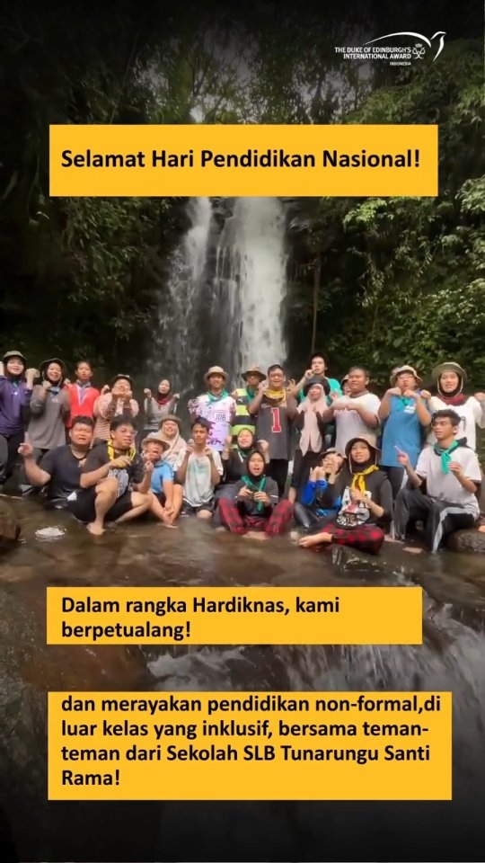 Hari Pendidikan Nasional kali ini terasa lebih hangat. Bersama teman-teman disabilitas dari SLB Tunarungu Santi Rama, kami merayakan pendidikan inklusif lewat pengalaman yang penuh cerita dan makna. tentang kebersamaan, keberanian, dan semangat belajar tanpa batas. 🏞🌳🧗♂️🧗♀️🍃
#WorldReady #AdventurousJourney #HariPendidikanNasional