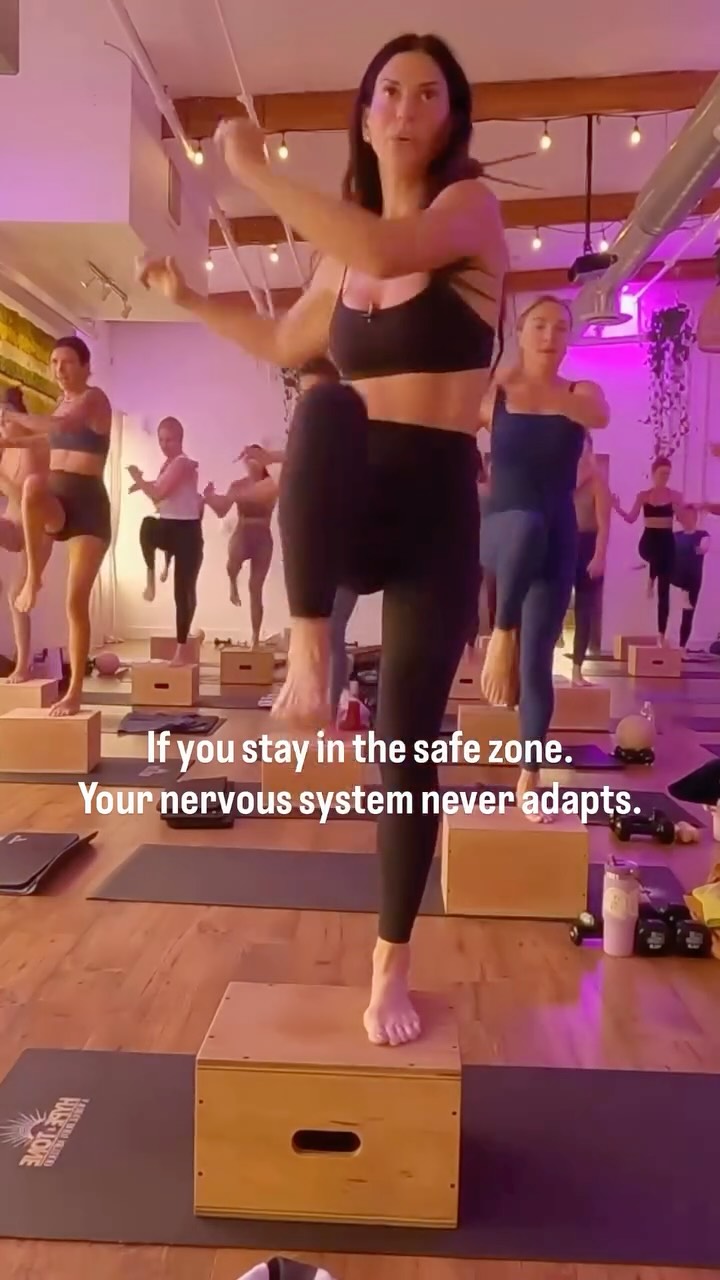 Staying in the comfort zone in fitness doesn’t prepare your nervous system for the reality of life. Push past the safe zone on your mat and build resilience, endurance. This is how we train the nervous system to adapting to hard things…on and off the mat.
