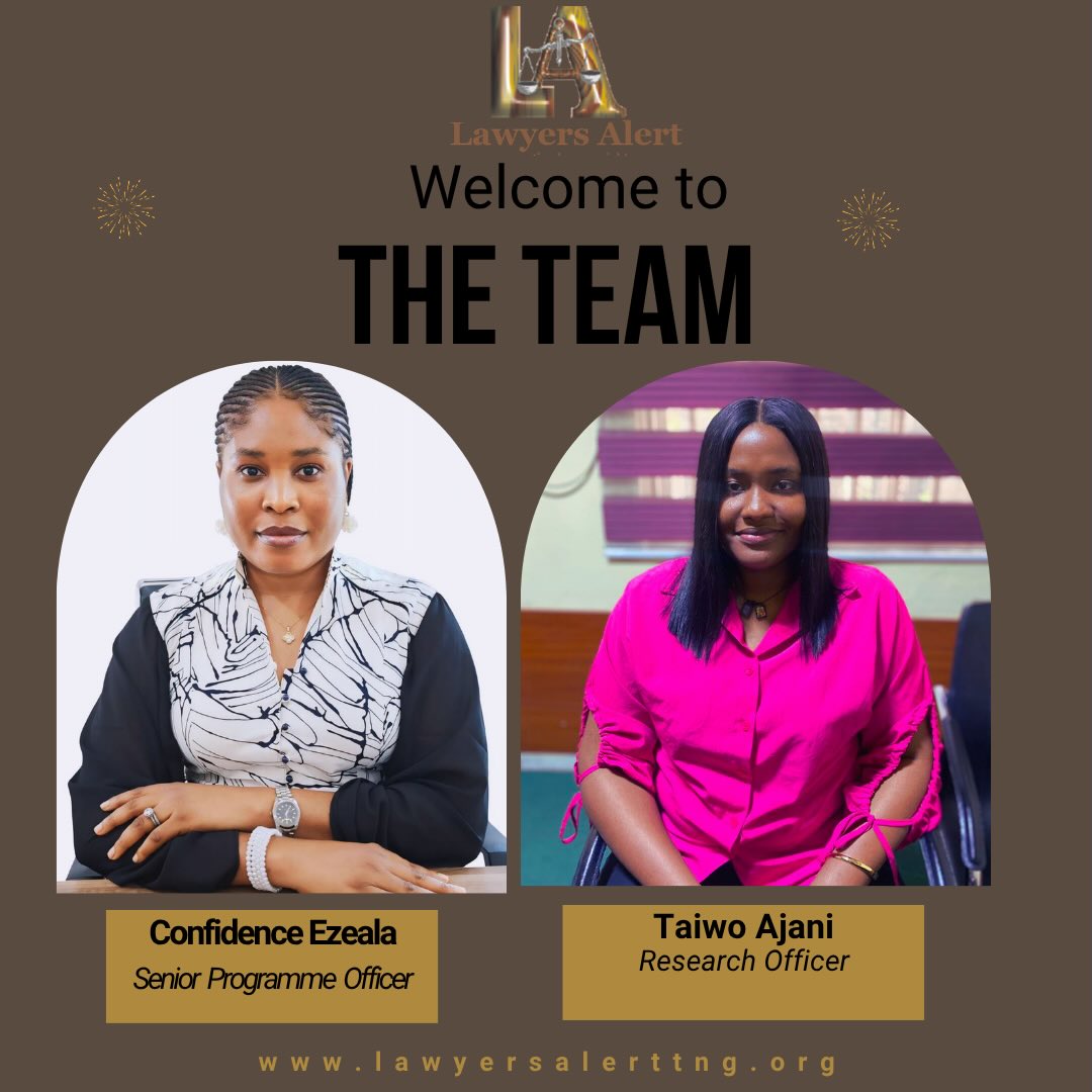 We are pleased to welcome Confidence Ezeala as Senior Programme Officer and Taiwo Ajani as Research Officer.
Their appointments reflect our continued commitment to strengthening programme implementation, evidence-based research, and institutional effectiveness in advancing human rights, access to justice, and the protection of dignity and freedoms for all.
We look forward to their contributions in advancing our organisational vision and deepening our impact in the promotion and protection of human rights.
Join us in warmly welcoming them to the team.
