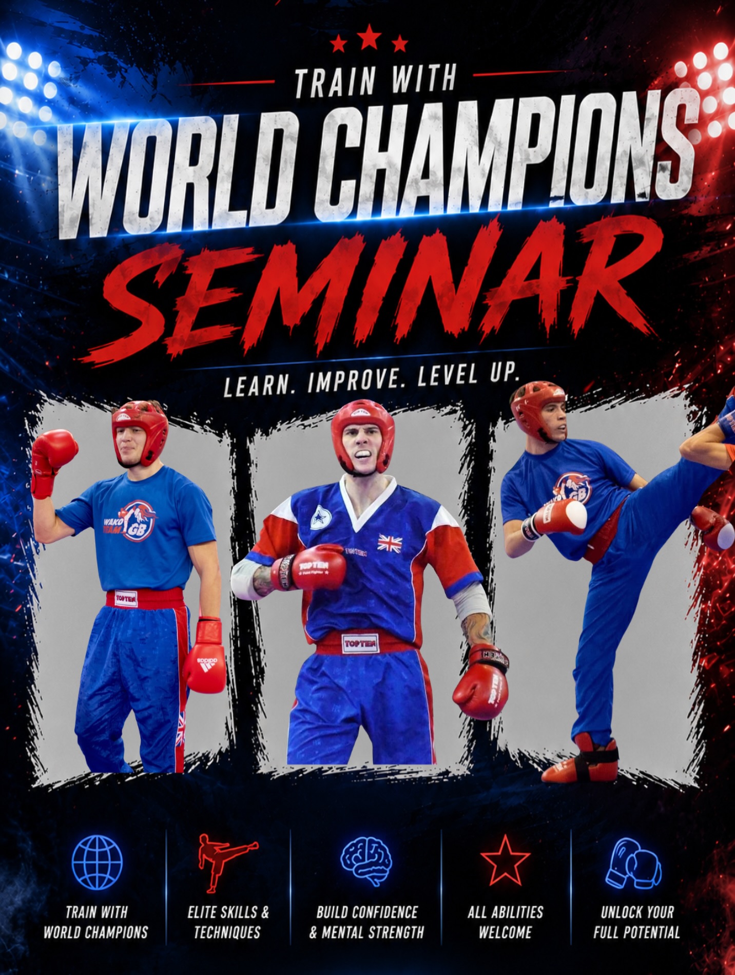 World Champion Seminar | Vol. 3 🥊
Train with three of the best in the game and take your skills to another level. 4h of intensive training to level up your game and give you world champion insights to success. 🏆
Further details to be released soon.
Limited Availability 💯
Register your interest now by sending us a DM!
📍 Nottingham
📅 Summer 2026
#kickboxing #martialarts #wako #pointfighting #lightcontact