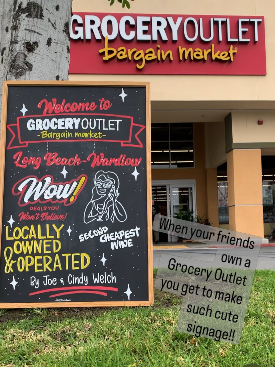 Go visit Joe and Cindy at their new store!!
#groceryoutletwardlow #groceryoutlet #customsign #chalkboardsigns #orangecountyartist