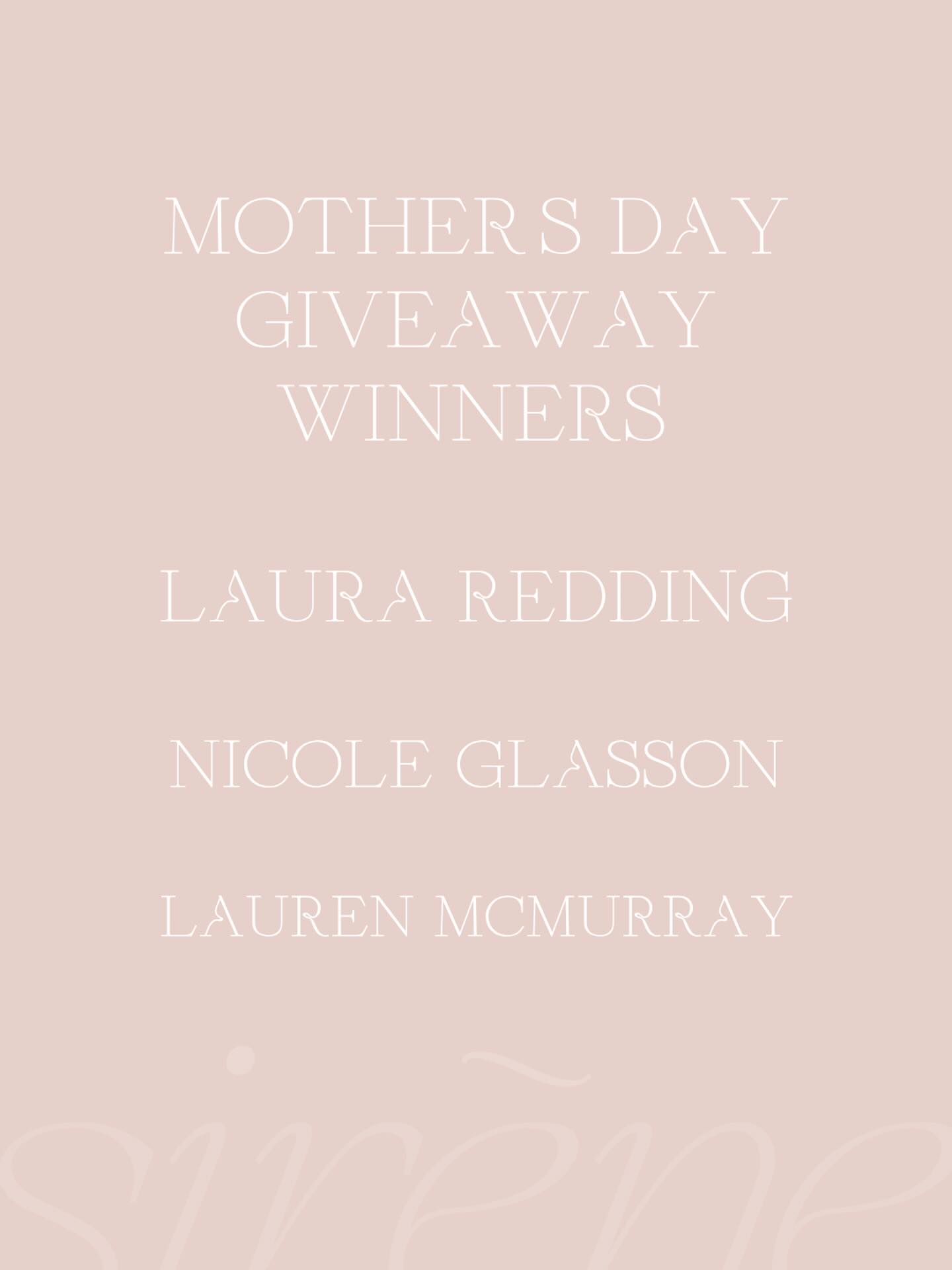 ✨ MOTHER’S DAY GIVEAWAY WINNERS ✨
Happy Mother’s Day to all the beautiful Mum’s out there!
I wish I could gift every single one of you a voucher, because you all deserve to be celebrated, pampered, and poured back into.
Today I’m so excited to announce the 3 deserving mother’s receiving a Create Your Own Package at Sirène Spa - each receiving a 1.5 hour pamper experience valued at $199 ✨
Congratulations to:
🤍 Laura Redding @laura_kate1992
🤍 Nicole Glasson @nicoleglasson
🤍 Laura McMurray @laurenmcmurray.__
I’ll be in touch shortly with all the details 🧖🏼♀️
Thank you to everyone who entered, shared, nominated, and supported this heartfelt giveaway.
From all of us at Sirène Spa… Happy Mother’s Day🌷