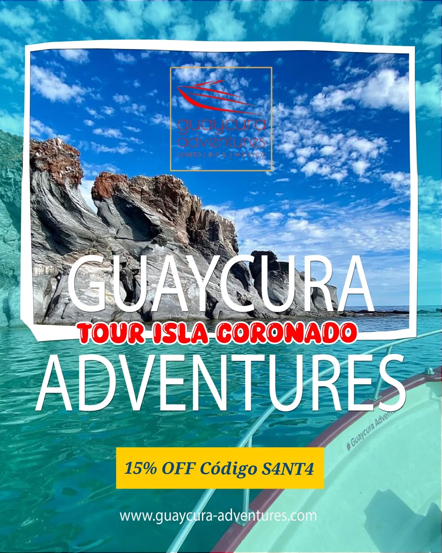 ¡Loreto B.C.S🏝 te espera en este mes de #DíaDeLasMadres!
Tour a Isla Coronado 🌊
INCLUYE:
✅️ Cerveza
✅️ Refrescos
✅️ Agua embotellada
✅️ Almuerzo
✅️ Toallas
✅️ Equipo de snorkel
✅️ Entradas al Parque Nacional Marino Bahía de Loreto, área protegida
✅️ Uso de sombrillas y sillas en la isla
Sorpréndela con un viaje lleno de naturaleza, tranquilidad y momentos únicos
🐬 Avistamiento de delfines, lobos marinos y peces tropicales
🤿 Ideal para snorkel, kayak y explorar el paraíso
🌤️ Clima perfecto en mayo
☀️ Días soleados y muy agradables
🌡️ Entre 24°C y 30°C
🌬️ Poco viento, ideal para tours en lancha
🚤 15% OFF con código S4NT4
🌐 www.guaycura-adventures.com�
📲 613 124 4158
✨ Este Día de las Madres, regálale recuerdos que duren para siempre
#DíaDeLasMadres #LoretoBCS #tour #islacoronado