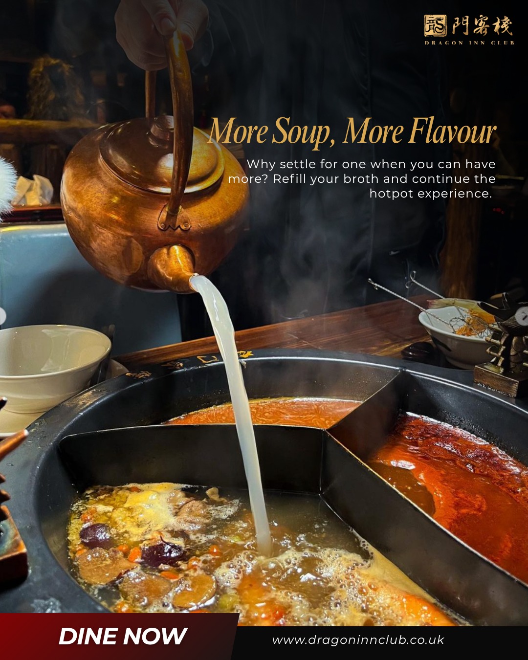 Not ready to stop? Refill your hotpot with another broth. Keep the flavours going and try something new. It’s the perfect way to extend your dining experience. Mix and match for even more variety. Enjoy every moment at the table.
#Dragoninclub #Sichuan #Sichuanhotpot #dimsum #london #pimilco #londonvictoria #buckinghampalace #chelsea #theatres
