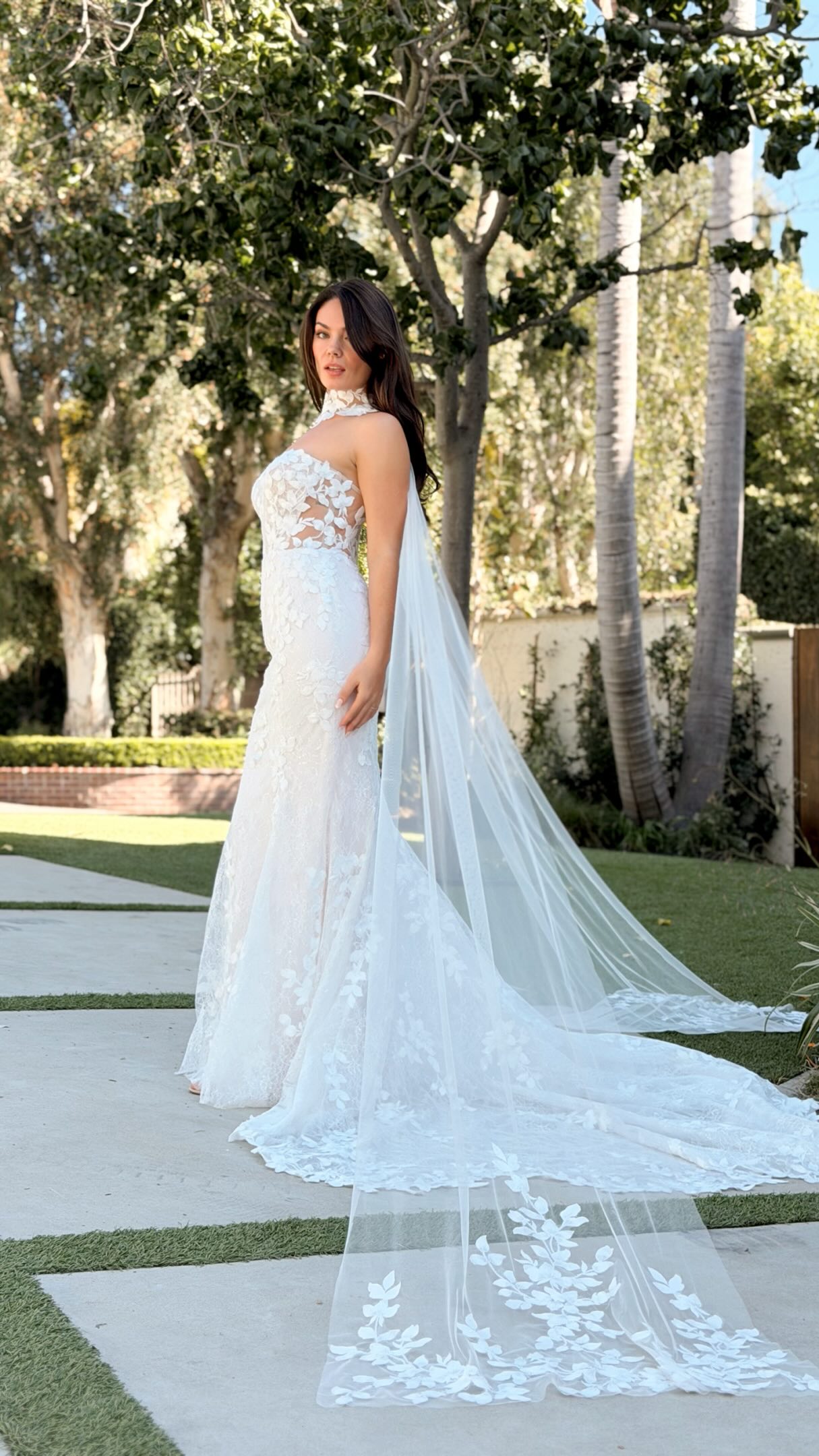 A fit & flare moment with layered French lace, blush tulle, and a detachable overskirt for the whimsical 2027 brides 😍🤍