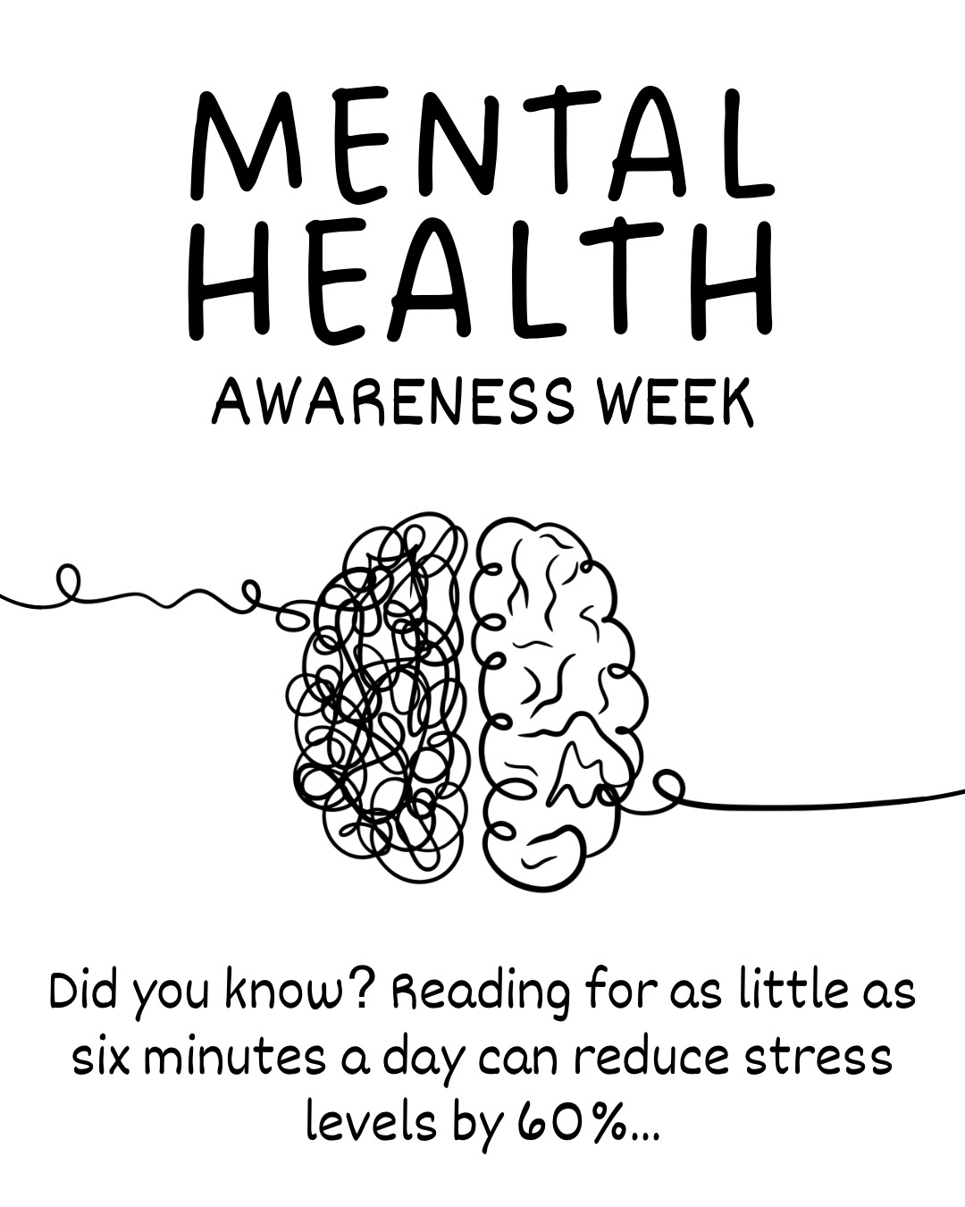 Happy Mental Health Awareness Week 😊
What’s your favourite thing to do to improve your mood? 📚
#MentalHealthAwarenessWeek #TheBookSocial #MentalHealth #ReadingForPleasure #NationalYearOfReading
*Reading statistic is from MHFA England
